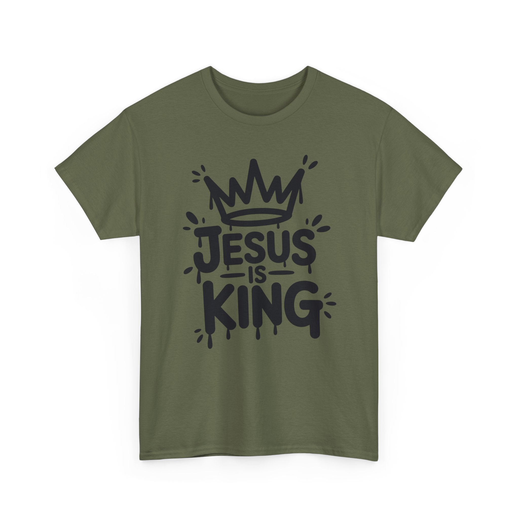 Jesus Is King Crown T-Shirt — Minimalist Christian Unisex Cotton Tee