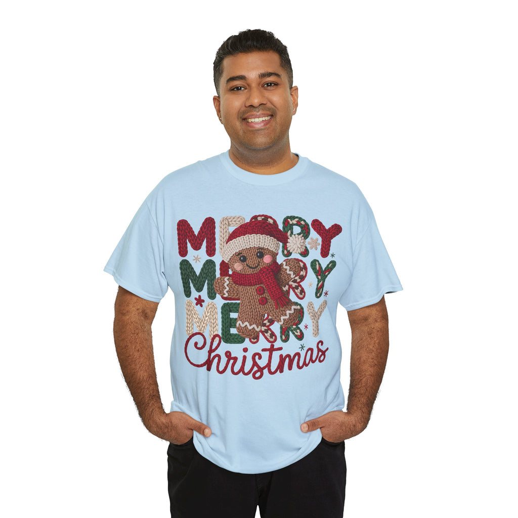Merry Merry Merry Christmas Gingerbread Unisex Cotton Tee