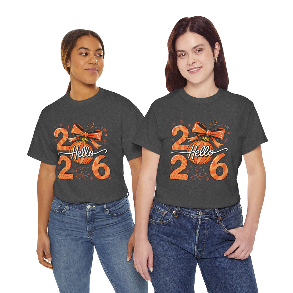 Hello 2026 Christmas Ornament Tee — Festive Orange Holiday Unisex Cotton T-Shirt