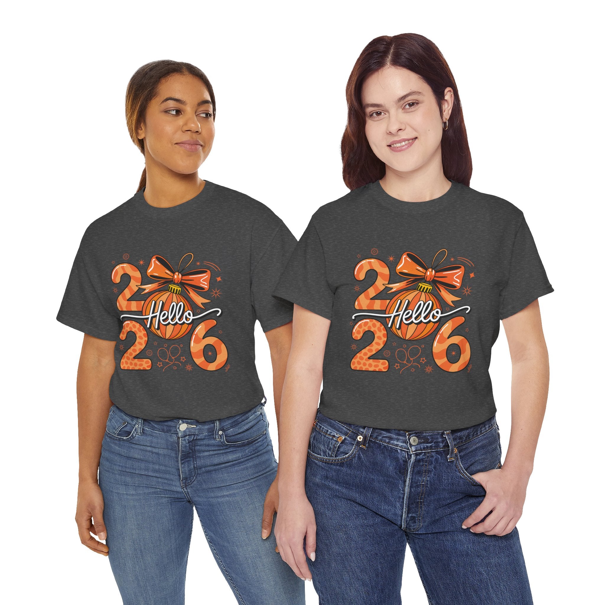 Hello 2026 Christmas Ornament Tee — Festive Orange Holiday Unisex Cotton T-Shirt