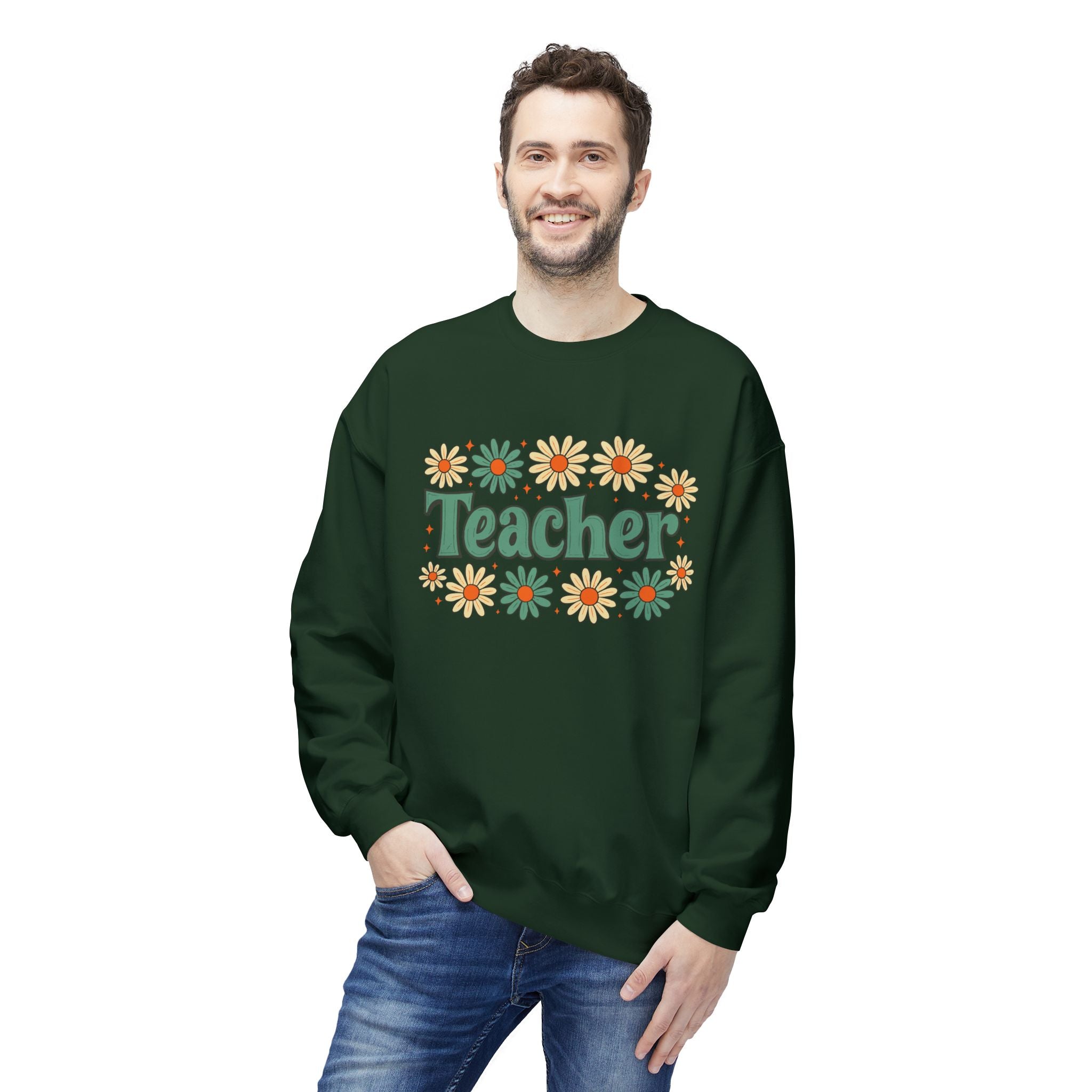 Teacher Floral Crewneck Sweatshirt