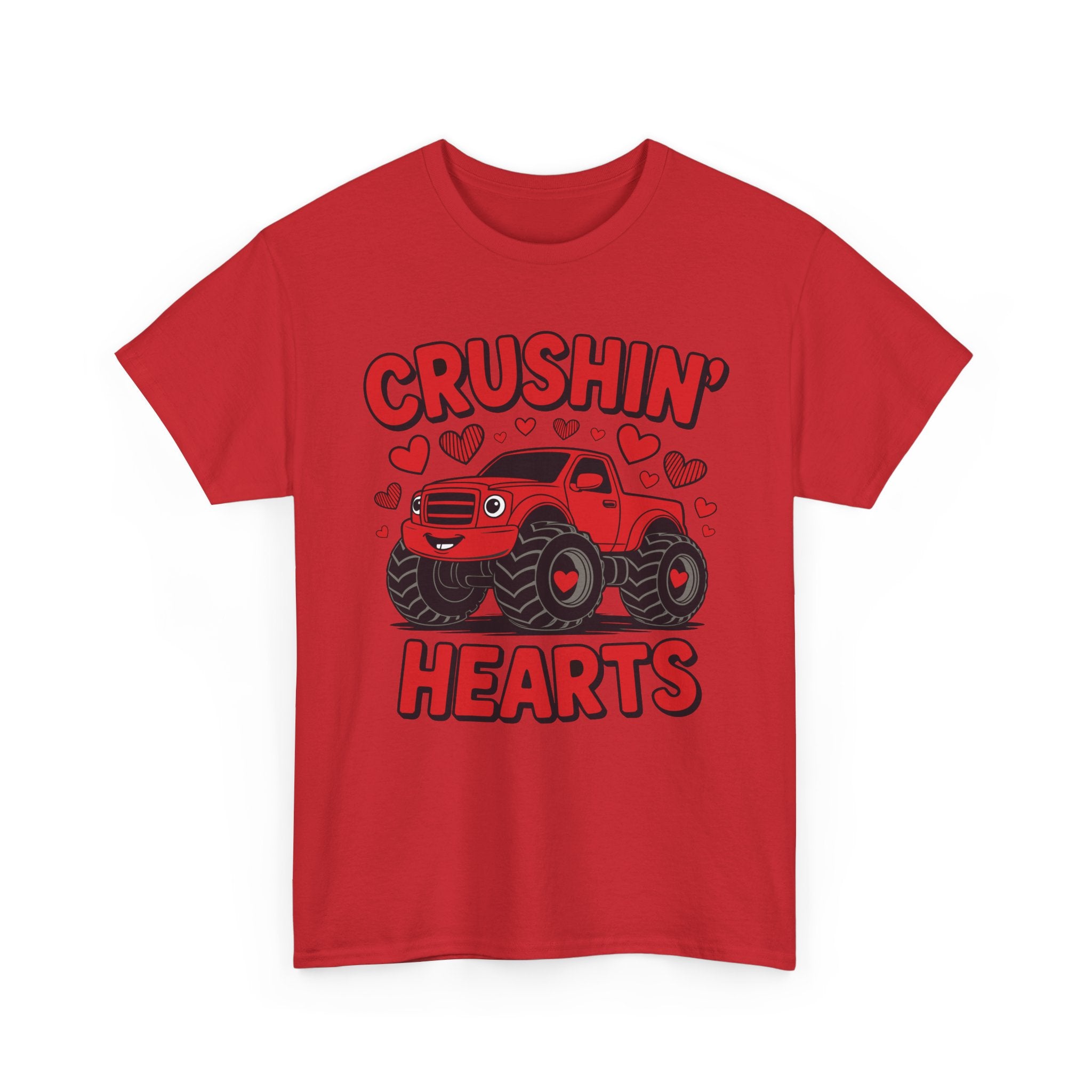 Crushin’ Hearts Valentine Monster Truck Unisex Cotton Tee