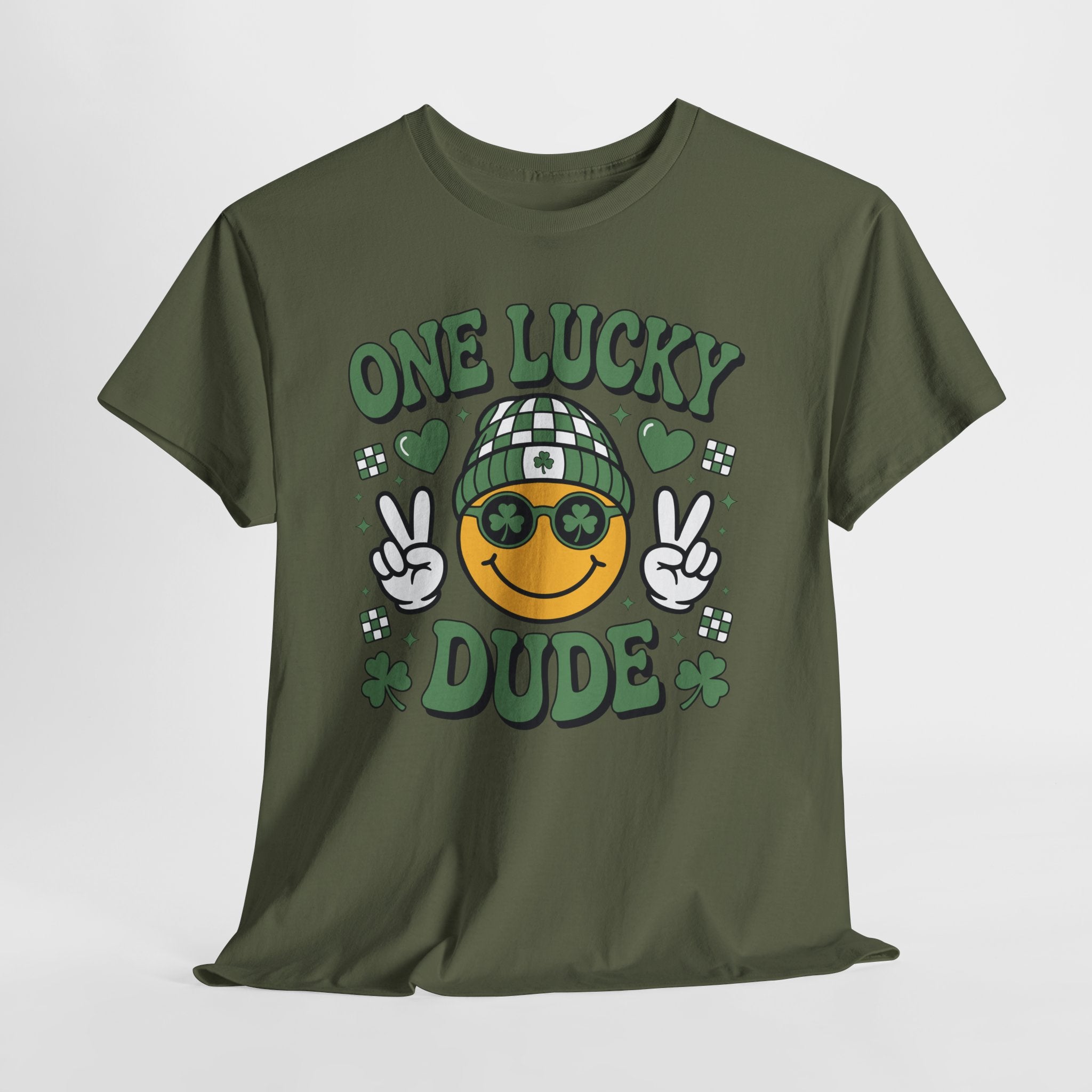 One Lucky Dude Shamrock Tee — St. Patrick's Day Smiley Unisex Cotton Tshirt