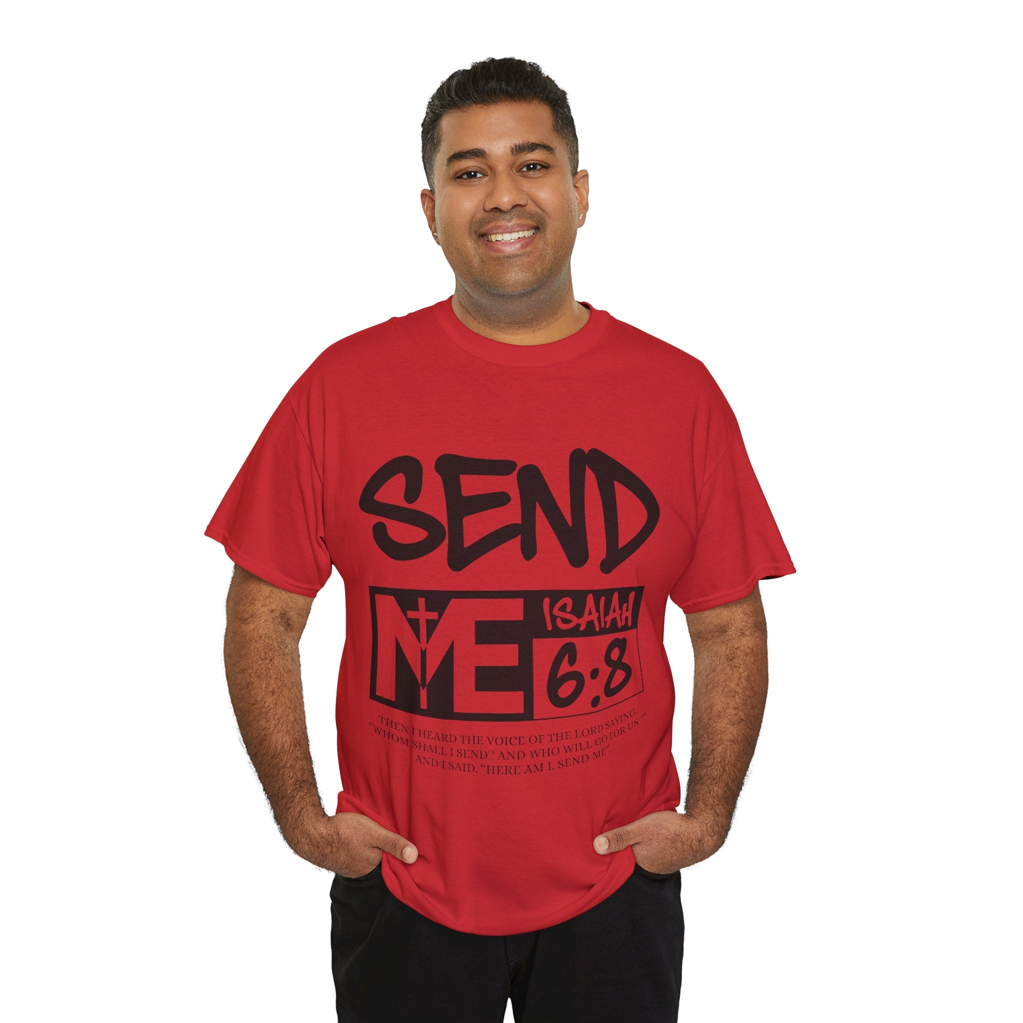 Send Me Isaiah 6:8 Christian T-Shirt — Cross Faith Unisex Cotton Tee