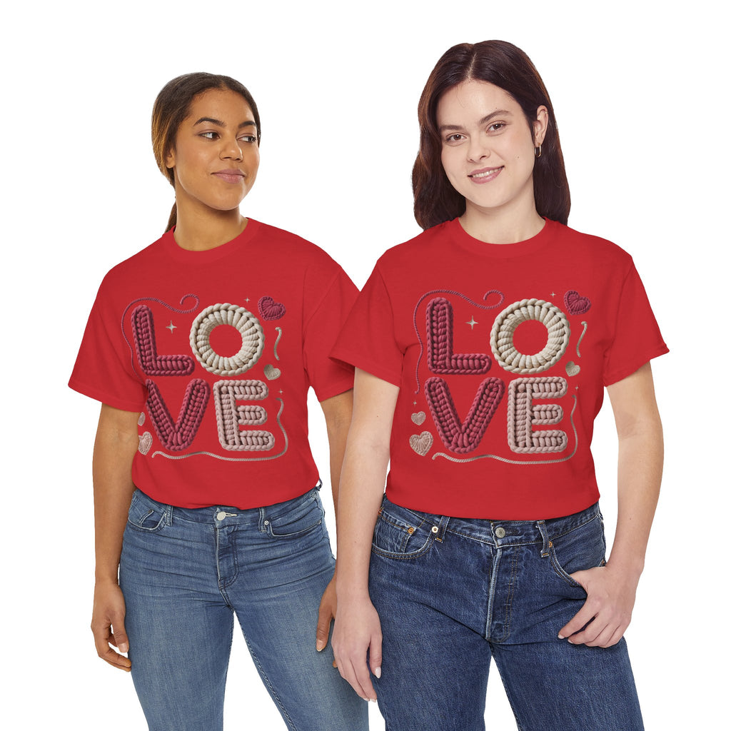 LOVE Faux Yarn Heart Unisex Cotton Tee