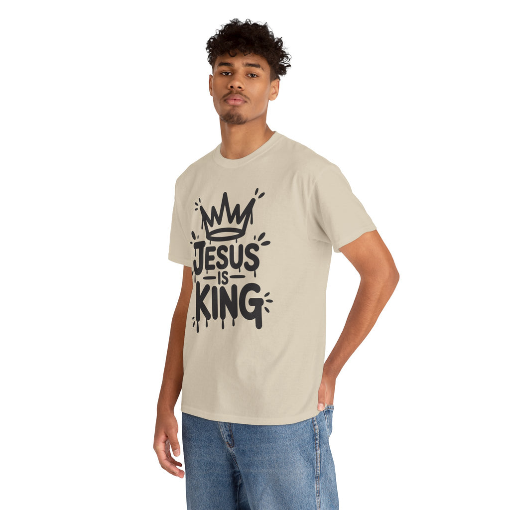 Jesus Is King Crown T-Shirt — Minimalist Christian Unisex Cotton Tee