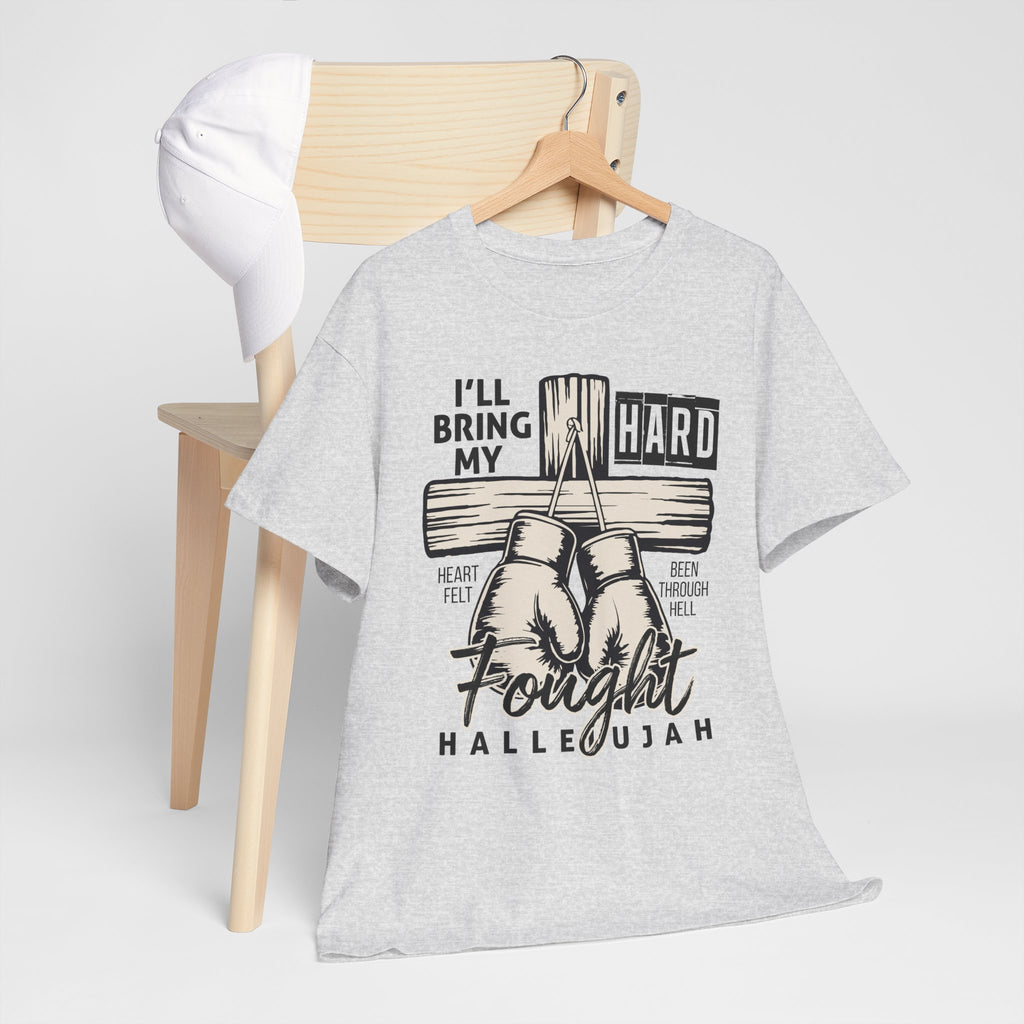 Christian Boxing Gloves Cross Tee — "I’ll Bring My Hard-Fought Heart."Unisex Cotton Tee