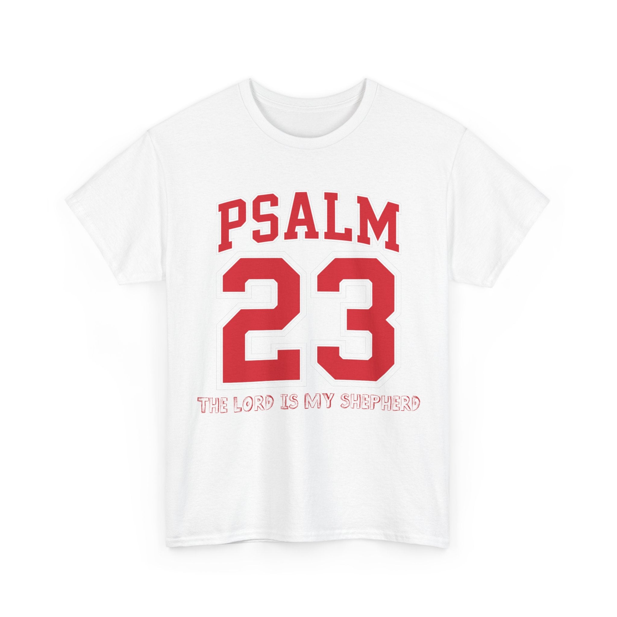 Psalm 23 Varsity T-Shirt — “The Lord Is My Shepherd” Unisex Cotton Tee