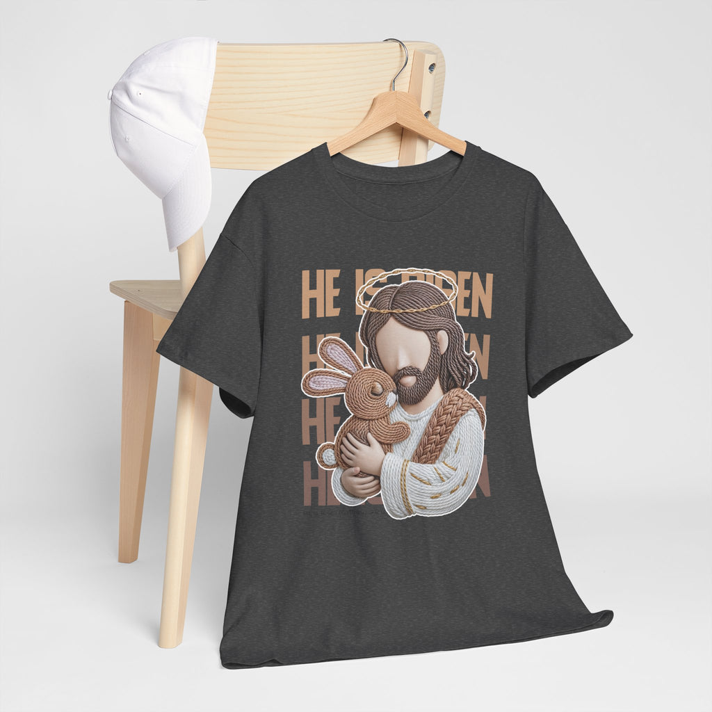 He Is Risen Matthew 28:6 Jesus With Lamb Unisex Cotton T-Shirt