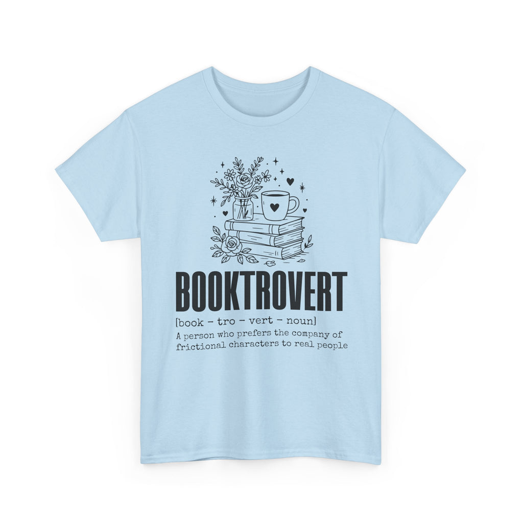 Booktrovert Graphic Tee — "Booktrovert" Definition, Books & Coffee Design Unisex Cotton Tee