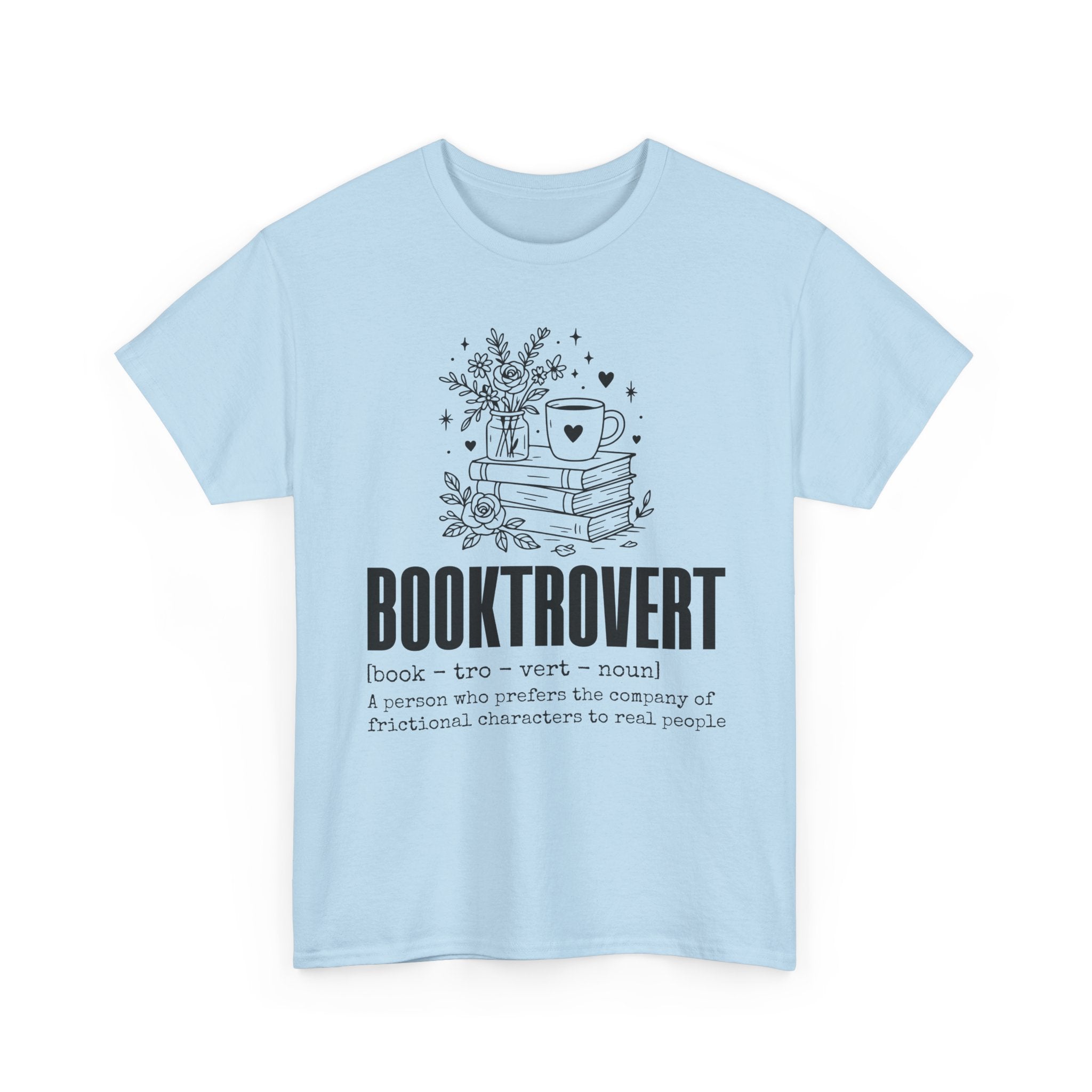 Booktrovert Graphic Tee — "Booktrovert" Definition, Books & Coffee Design Unisex Cotton Tee