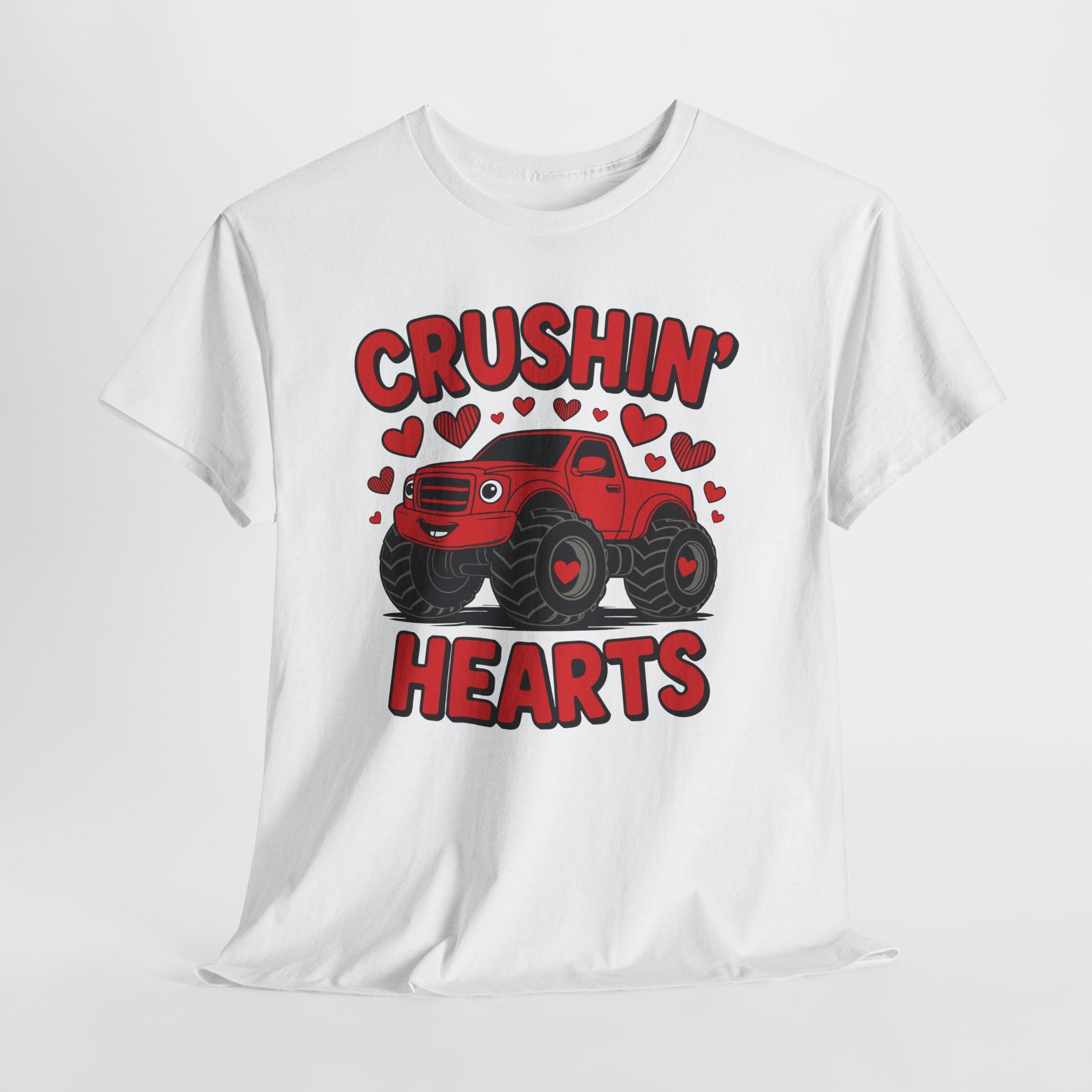 Crushin’ Hearts Valentine Monster Truck Unisex Cotton Tee