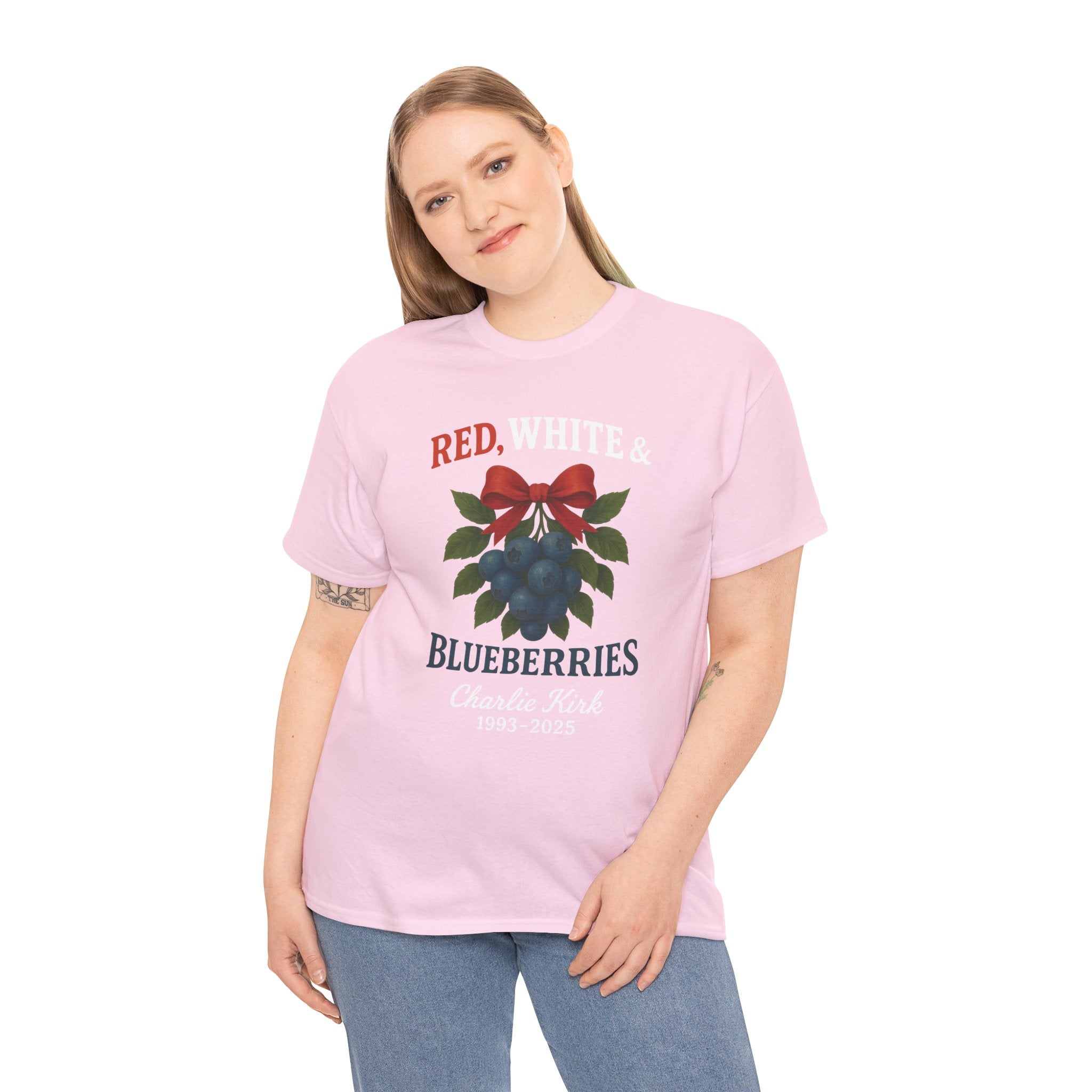 Red, White & Blueberries T-Shirt — Patriotic Blueberry Graphic Unisex Cotton Tee