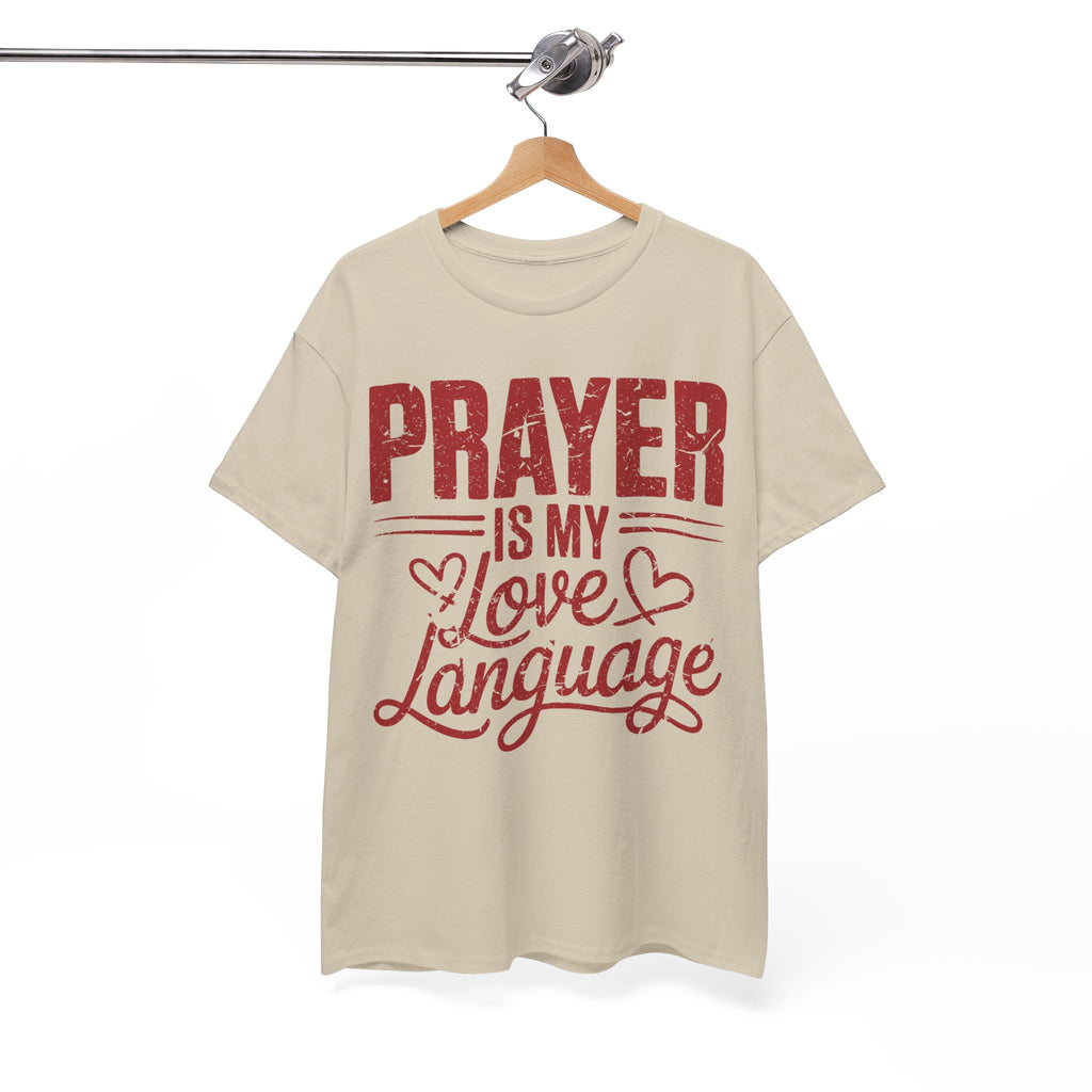 Prayer Is My Love Language T-Shirt — Faith-Inspired Red Hearts Unisex Cotton Tee