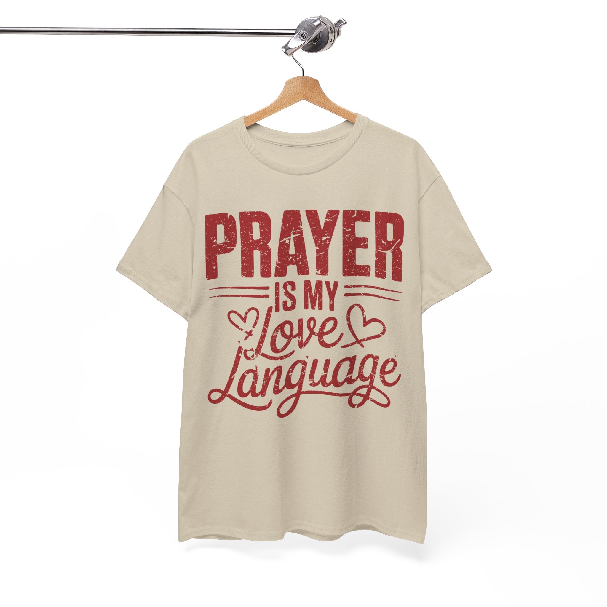 Prayer Is My Love Language T-Shirt — Faith-Inspired Red Hearts Unisex Cotton Tee
