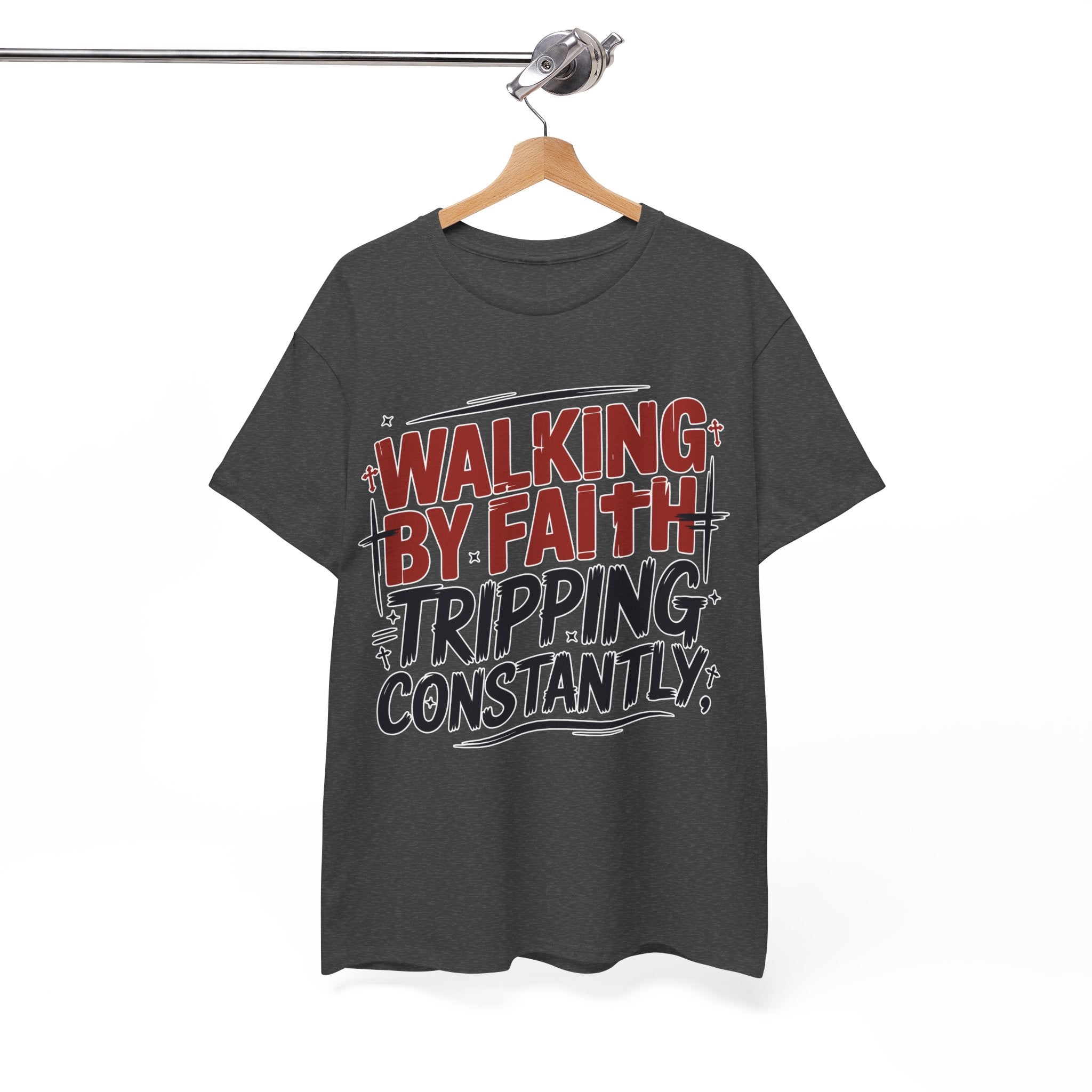 Walking by Faith, Tripping Constantly Unisex Cotton T-Shirt