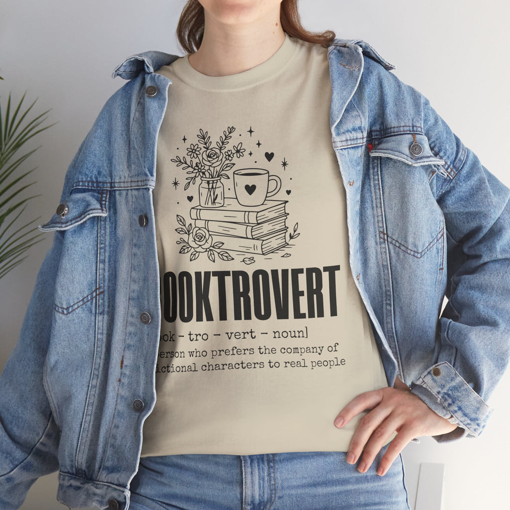 Booktrovert Graphic Tee — "Booktrovert" Definition, Books & Coffee Design Unisex Cotton Tee