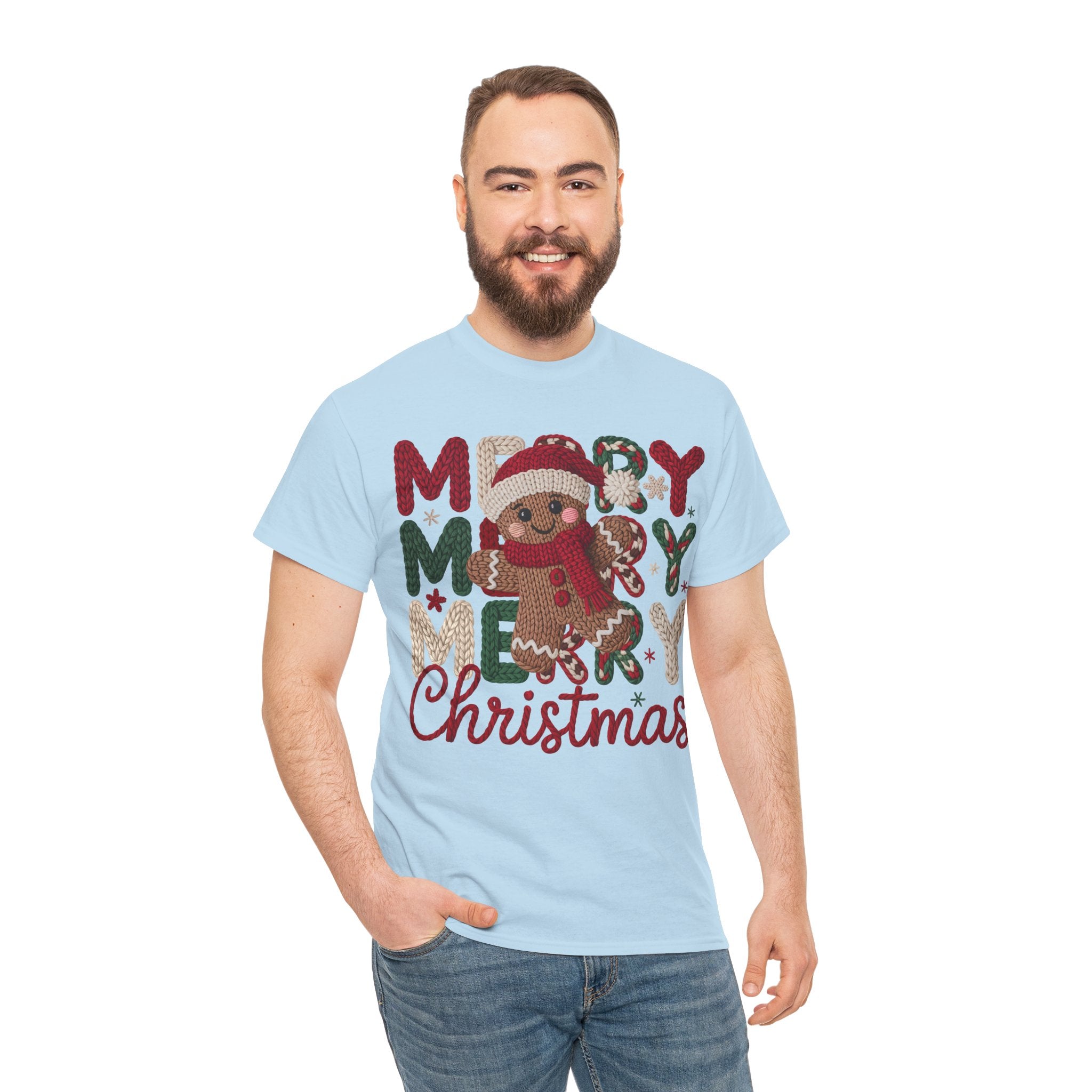 Merry Merry Merry Christmas Gingerbread Unisex Cotton Tee