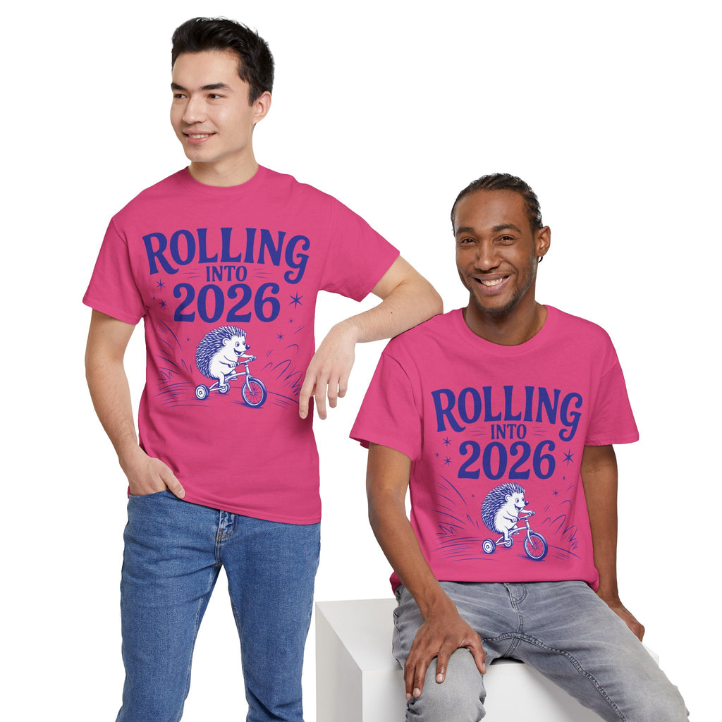 Rolling Into 2026 Hedgehog Tricycle Unisex Cotton Tee