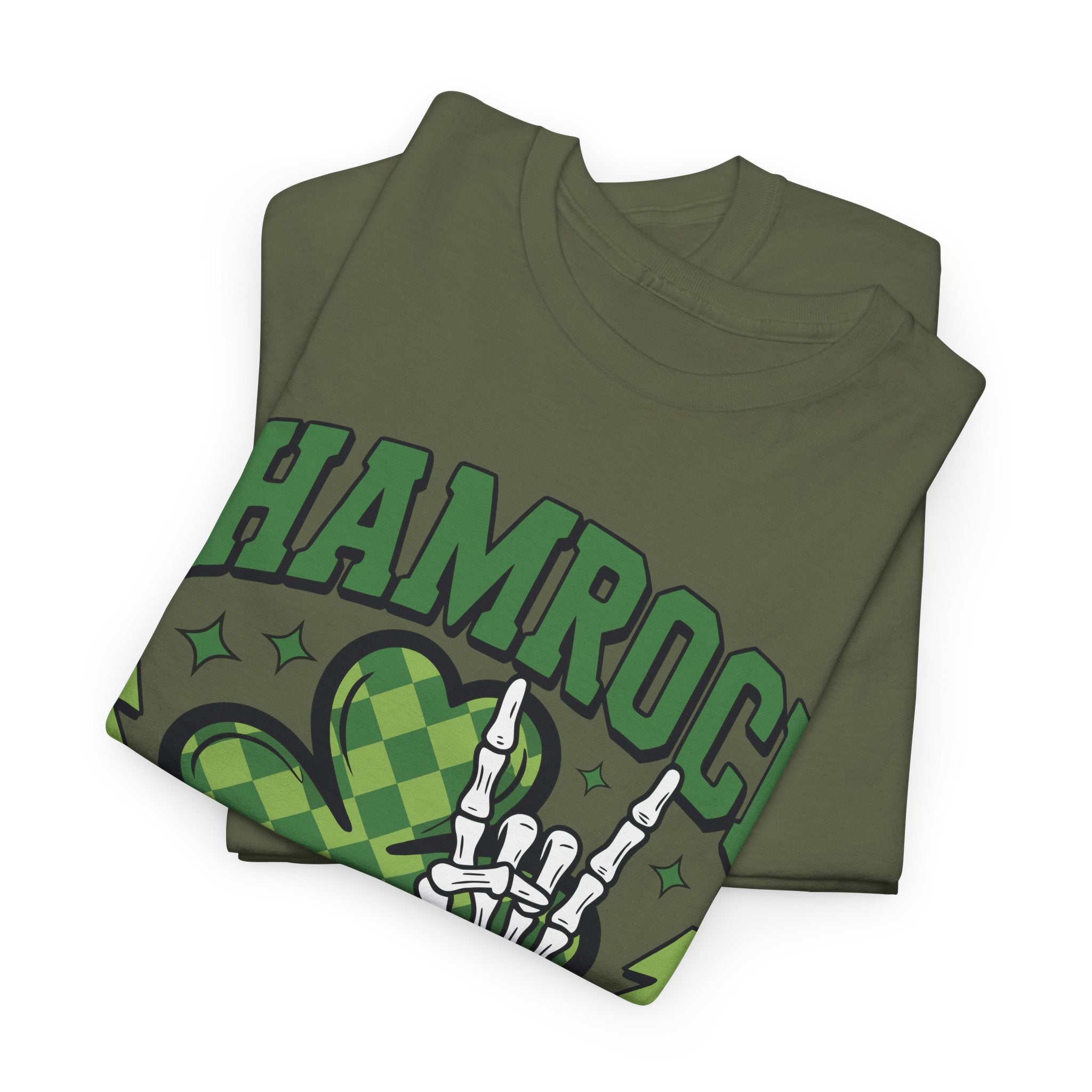 Shamrock and Roll Tee — Skeleton Hand & Lightning St. Patrick’s Rock Unisex Cotton Shirt
