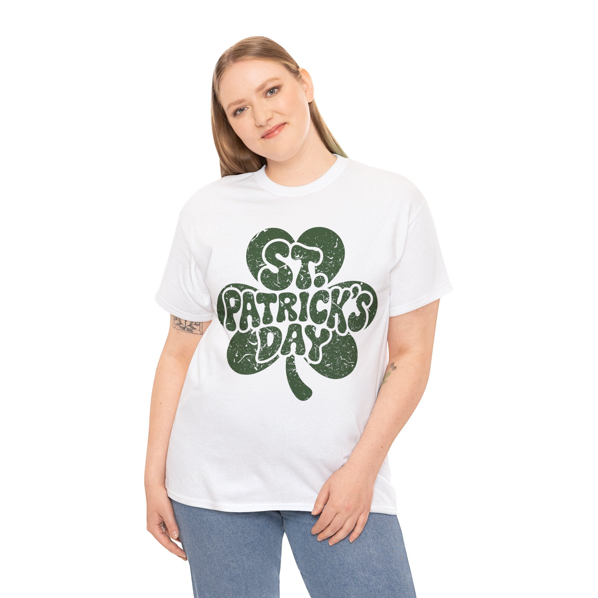 St. Patrick's Day Shamrock Tee — Retro Bubble Lettering Unisex Cotton Tee