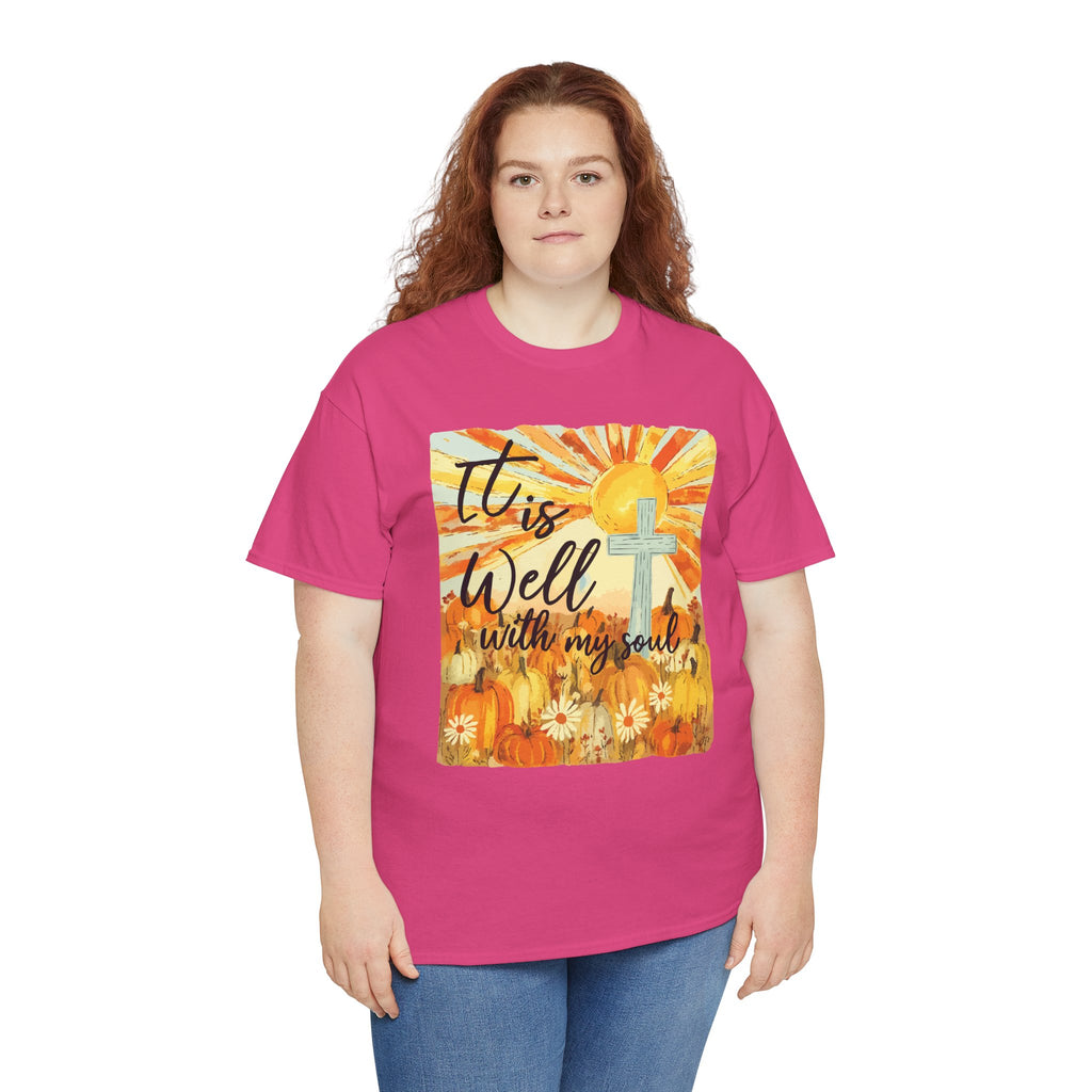 It Is Well With My Soul Pumpkin Sunrise Unisex Cotton T-Shirt