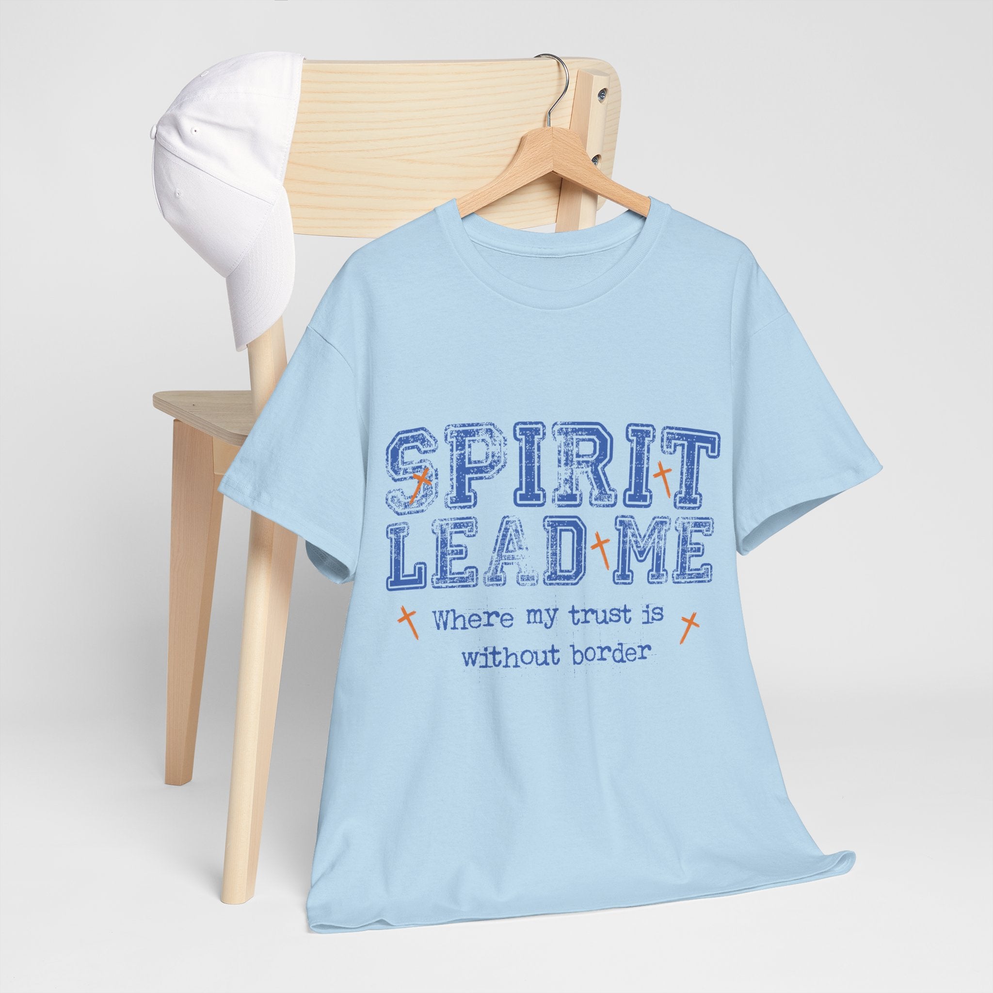 Christian Varsity Tee — “Spirit Lead Me — Where My Trust Is Without Border”. Unisex Cotton Tee