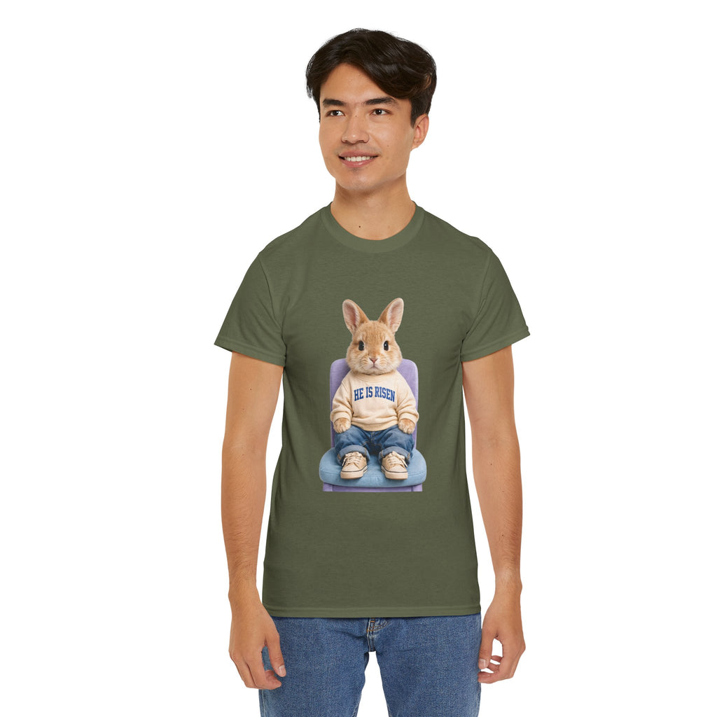 Easter 'He Is Risen' Bunny Unisex Cotton Tee