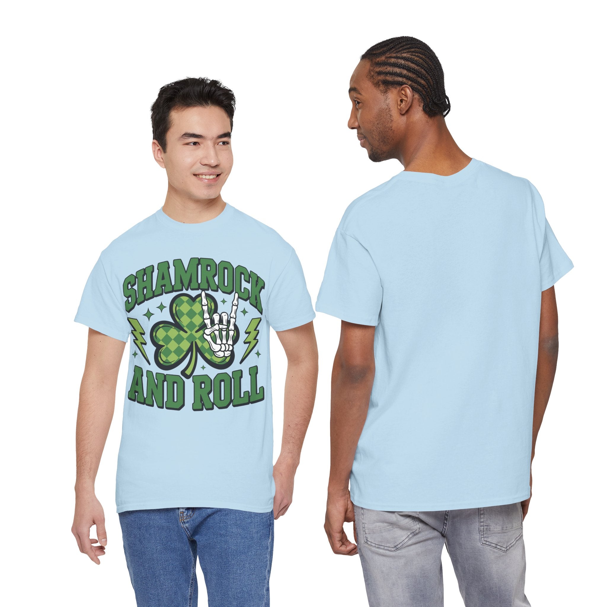 Shamrock and Roll Tee — Skeleton Hand & Lightning St. Patrick’s Rock Unisex Cotton Shirt