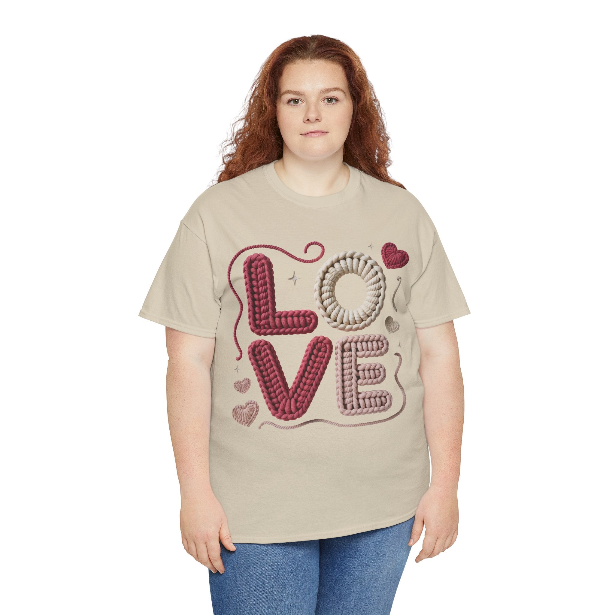 LOVE Faux Yarn Heart Unisex Cotton Tee
