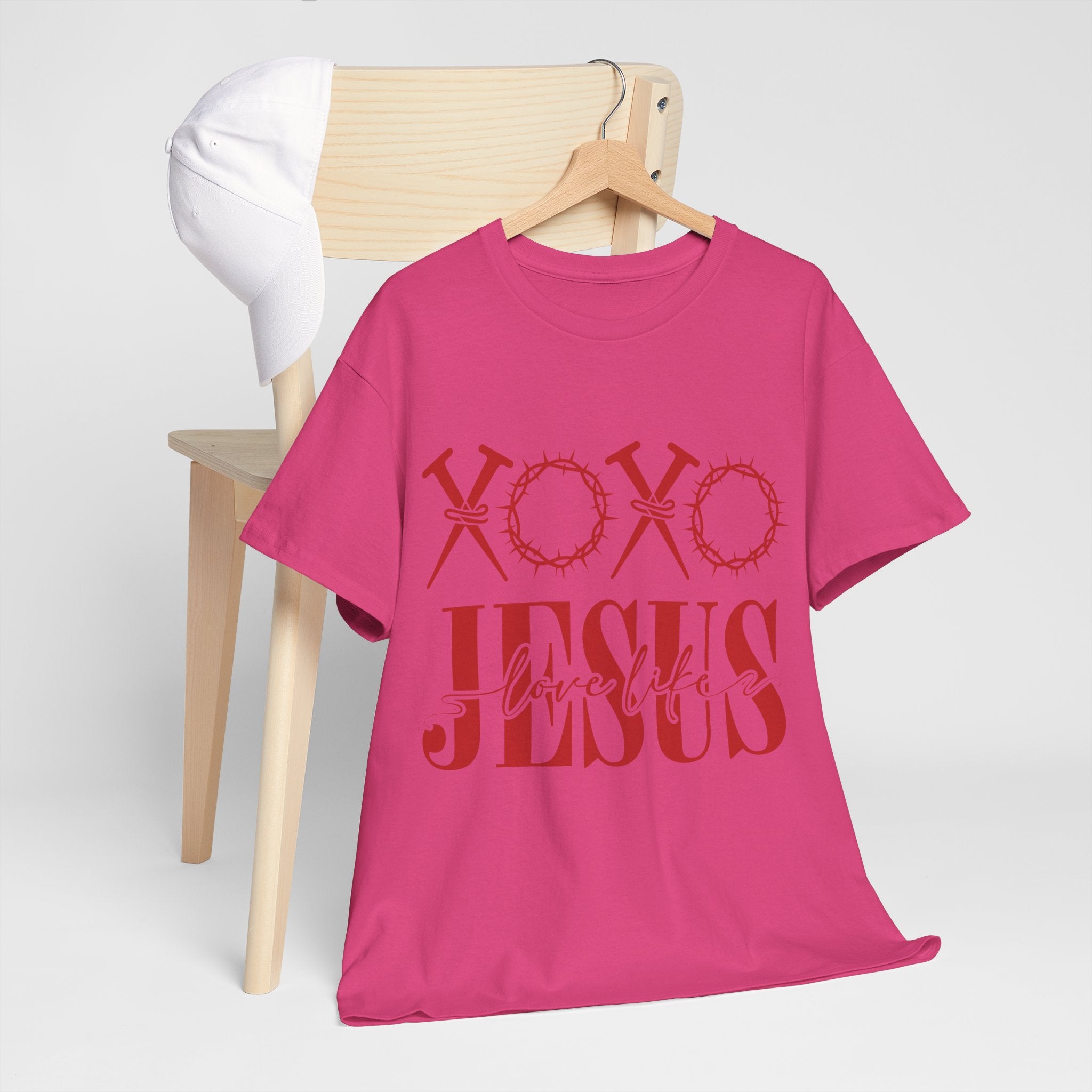 Christian Valentine T-Shirt — "XOXO Jesus Love Life" Nails & Thorn Crown Design Unisex Cotton Tee