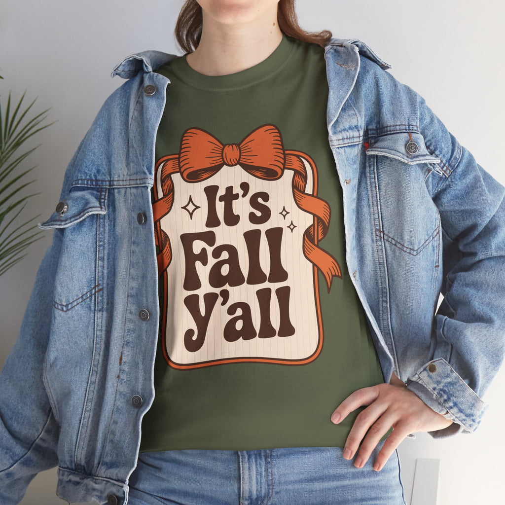 It’s Fall Y’all Autumn Ribbon Unisex Cotton Tee