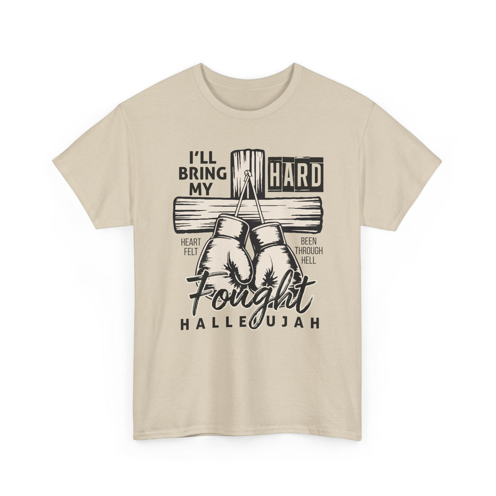 Christian Boxing Gloves Cross Tee — "I’ll Bring My Hard-Fought Heart."Unisex Cotton Tee