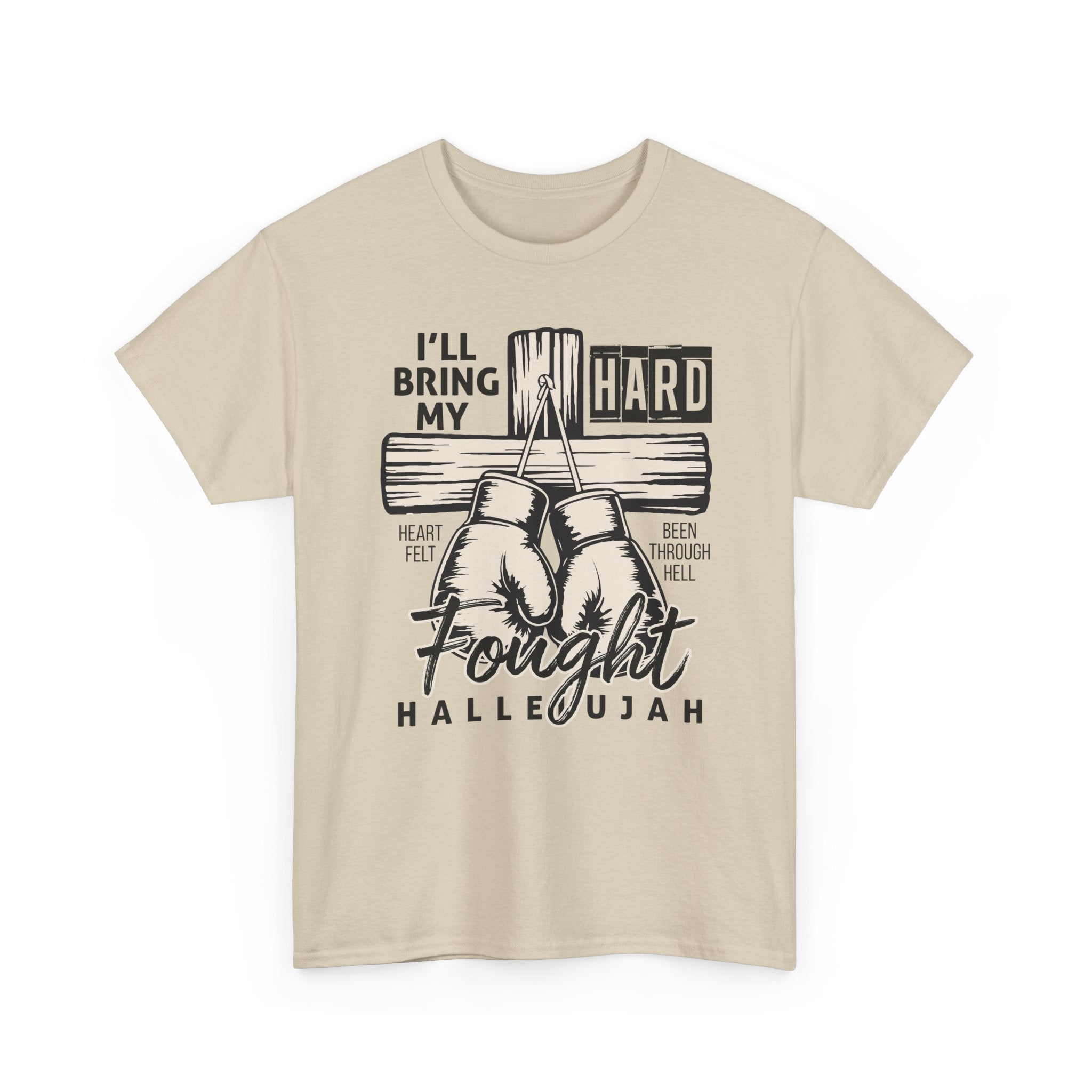 Christian Boxing Gloves Cross Tee — "I’ll Bring My Hard-Fought Heart."Unisex Cotton Tee
