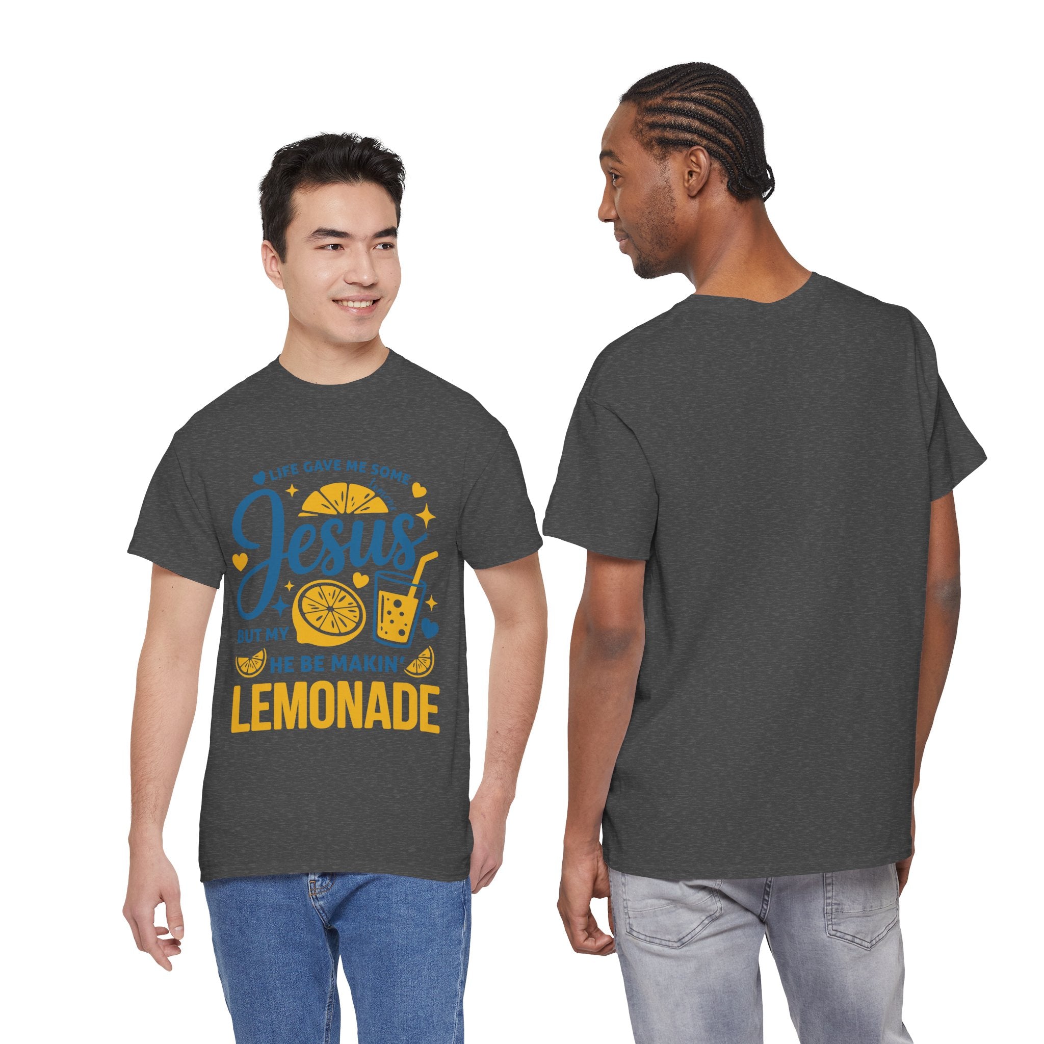 Christian Lemonade T-Shirt — “Life gave me some lemons but my Jesus He be makin’ lemonade”. Unisex Cotton Tee