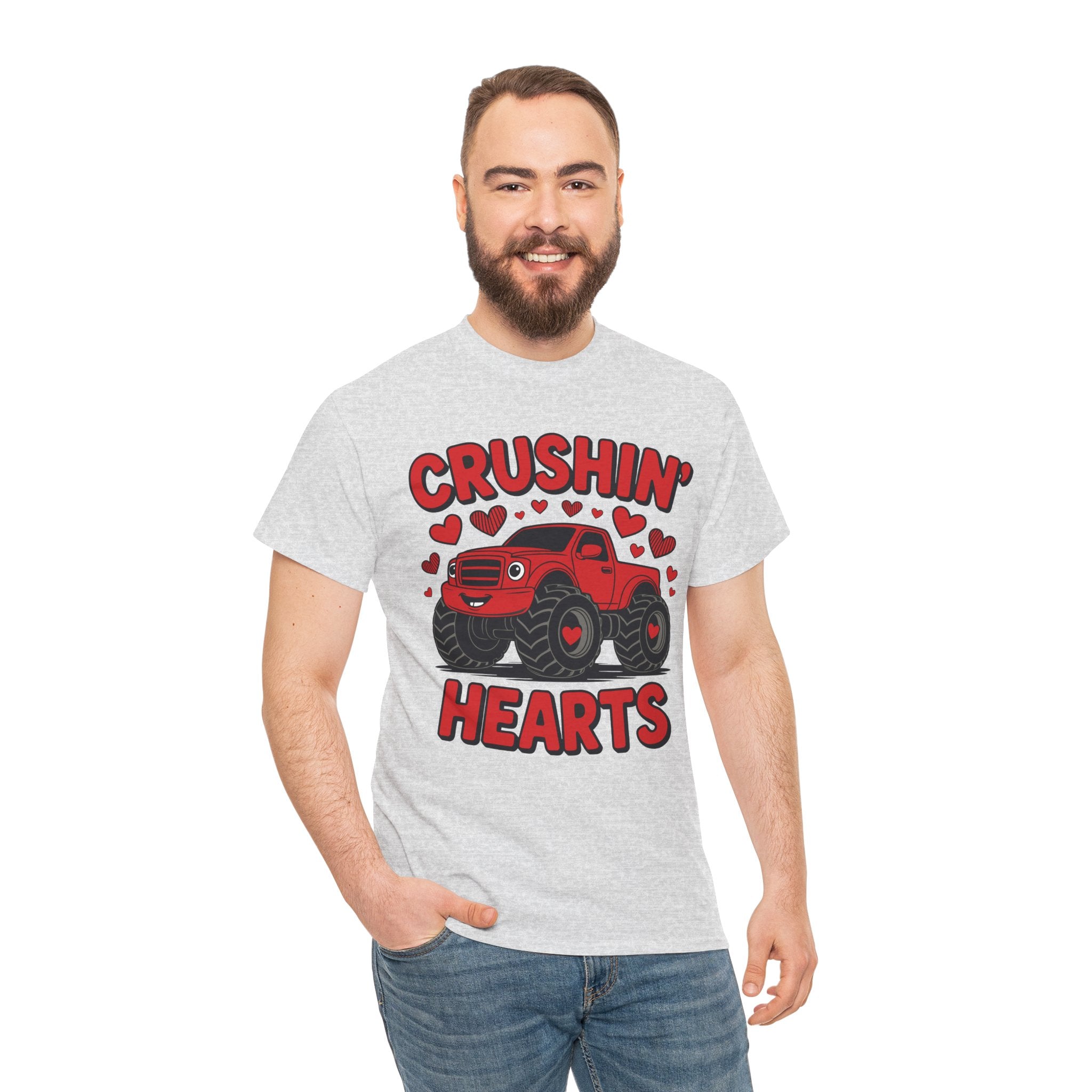Crushin’ Hearts Valentine Monster Truck Unisex Cotton Tee