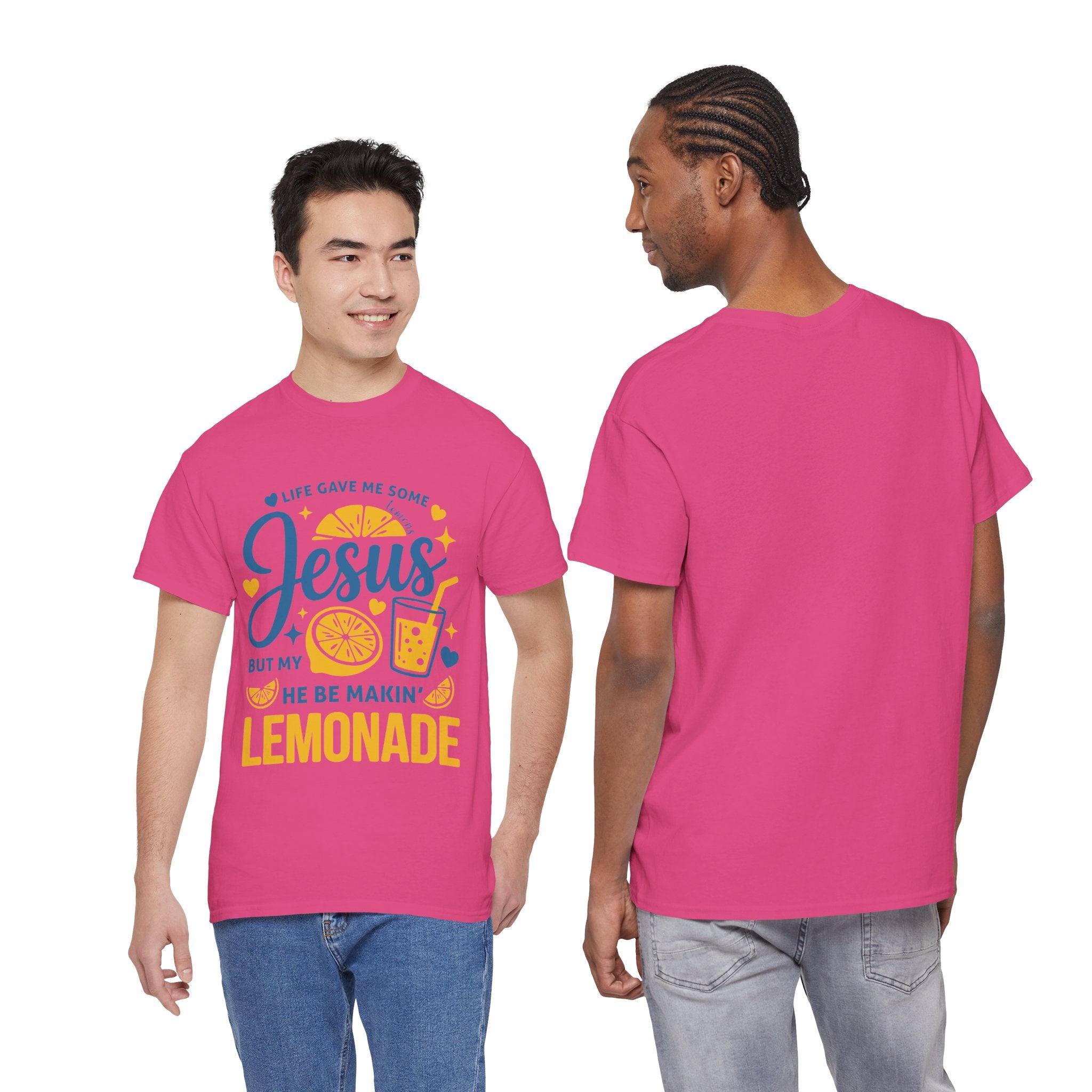 Christian Lemonade T-Shirt — “Life gave me some lemons but my Jesus He be makin’ lemonade”. Unisex Cotton Tee