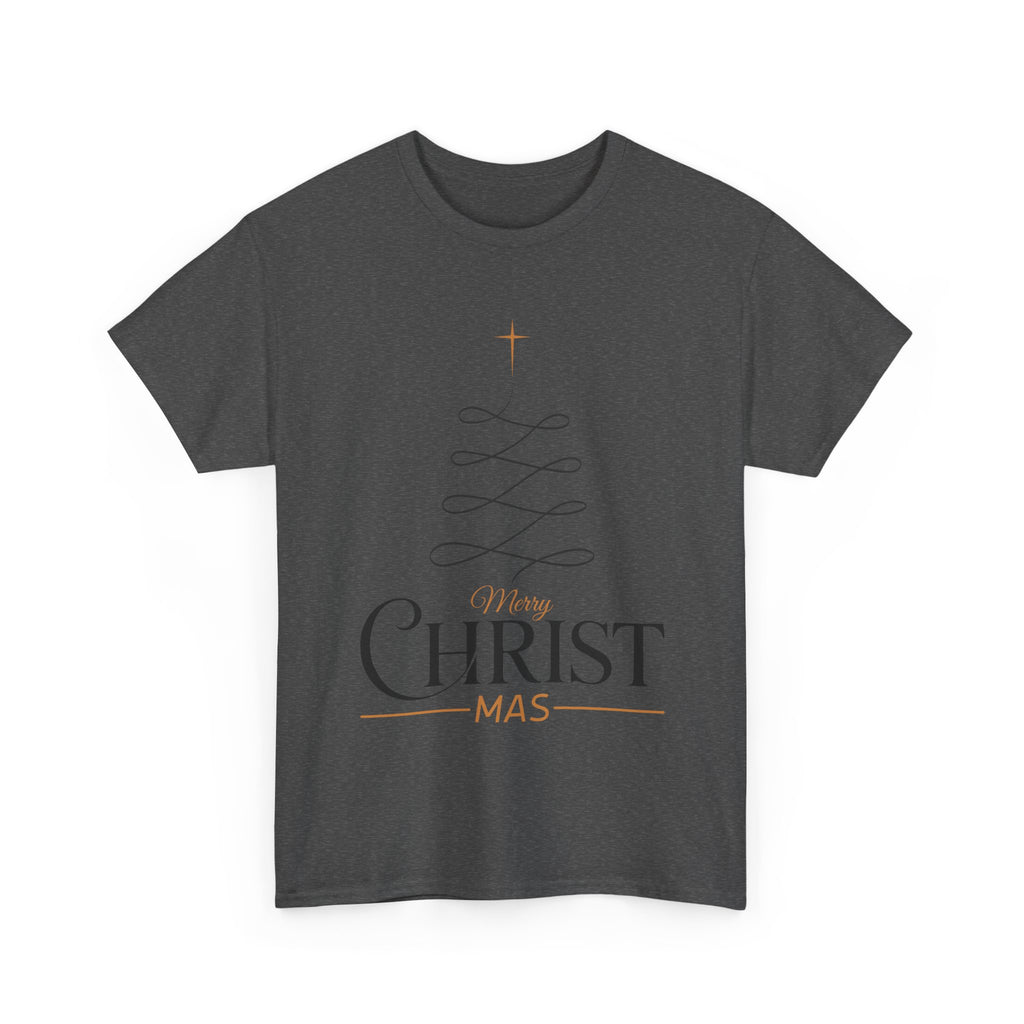 Merry Christmas Gold Cross Tree Unisex Cotton Tee
