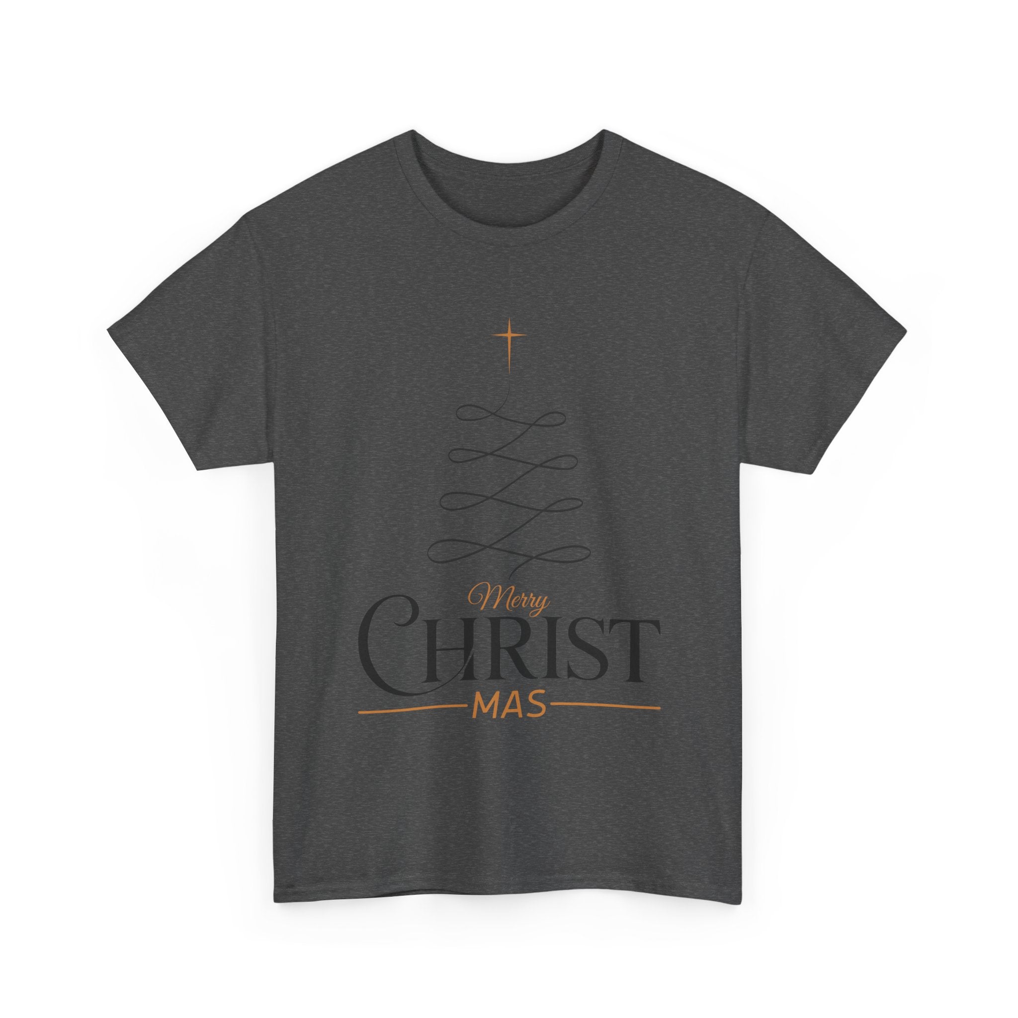 Merry Christmas Gold Cross Tree Unisex Cotton Tee