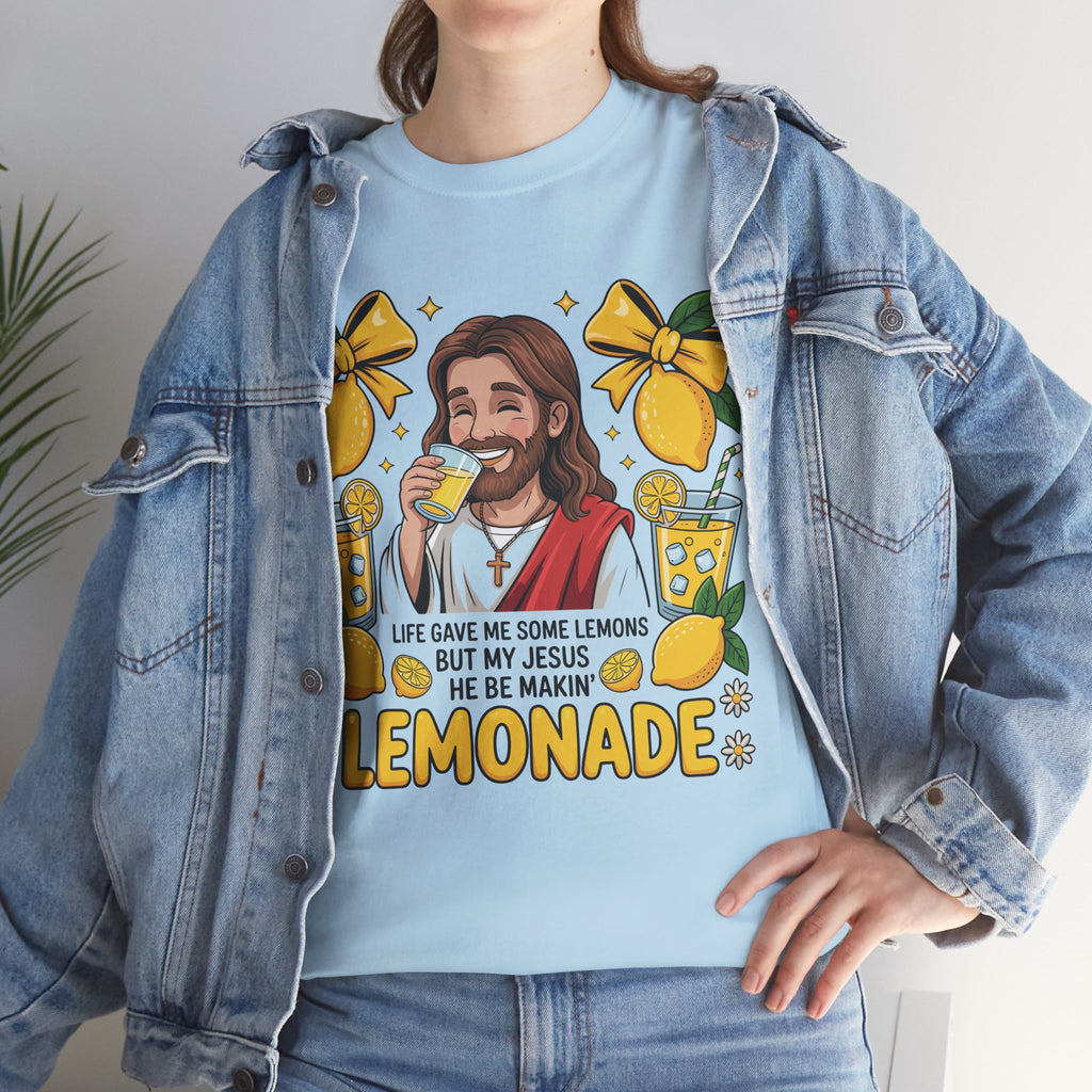 Jesus Drinking Lemonade T-Shirt — "Life Gave Me Some Lemons" Christian Unisex Cotton Tee