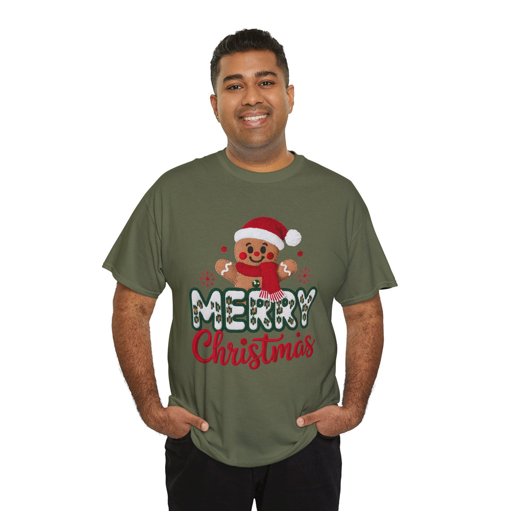 Gingerbread Santa 'Merry Christmas' Unisex Cotton Tee T-Shirt