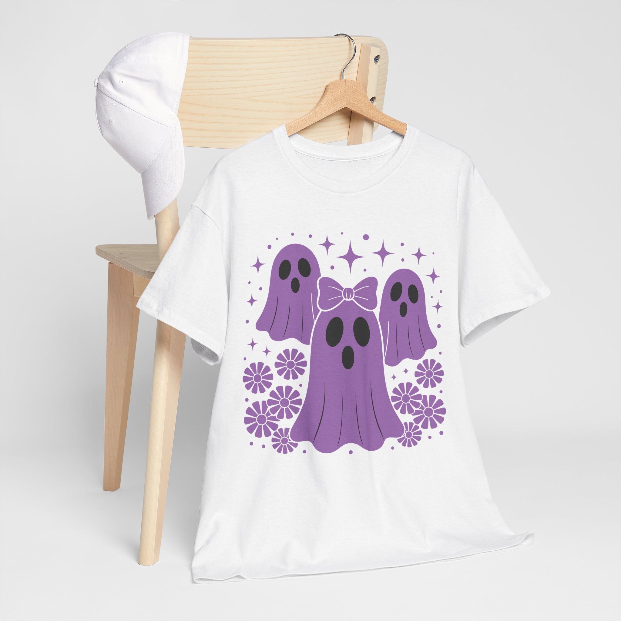Purple Ghost Halloween Unisex Cotton Tee
