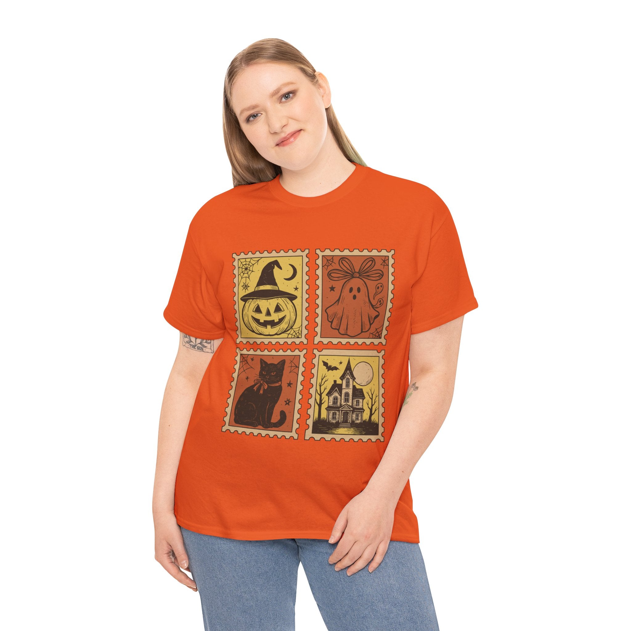 Halloween Stamp Design Unisex Heavy Cotton Tee
