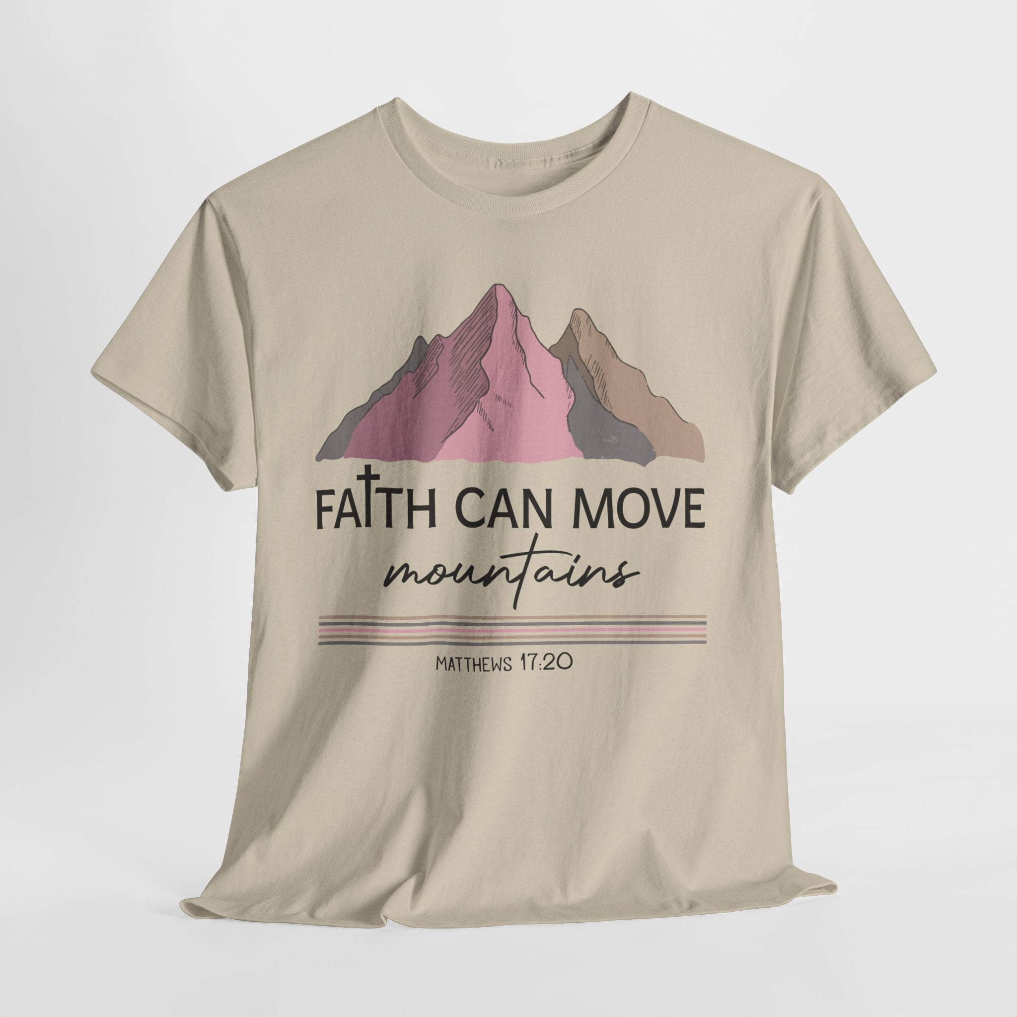 Faith Can Move Mountains Mountain Tee — Pastel Inspirational Christian Unisex Cotton T-Shirt