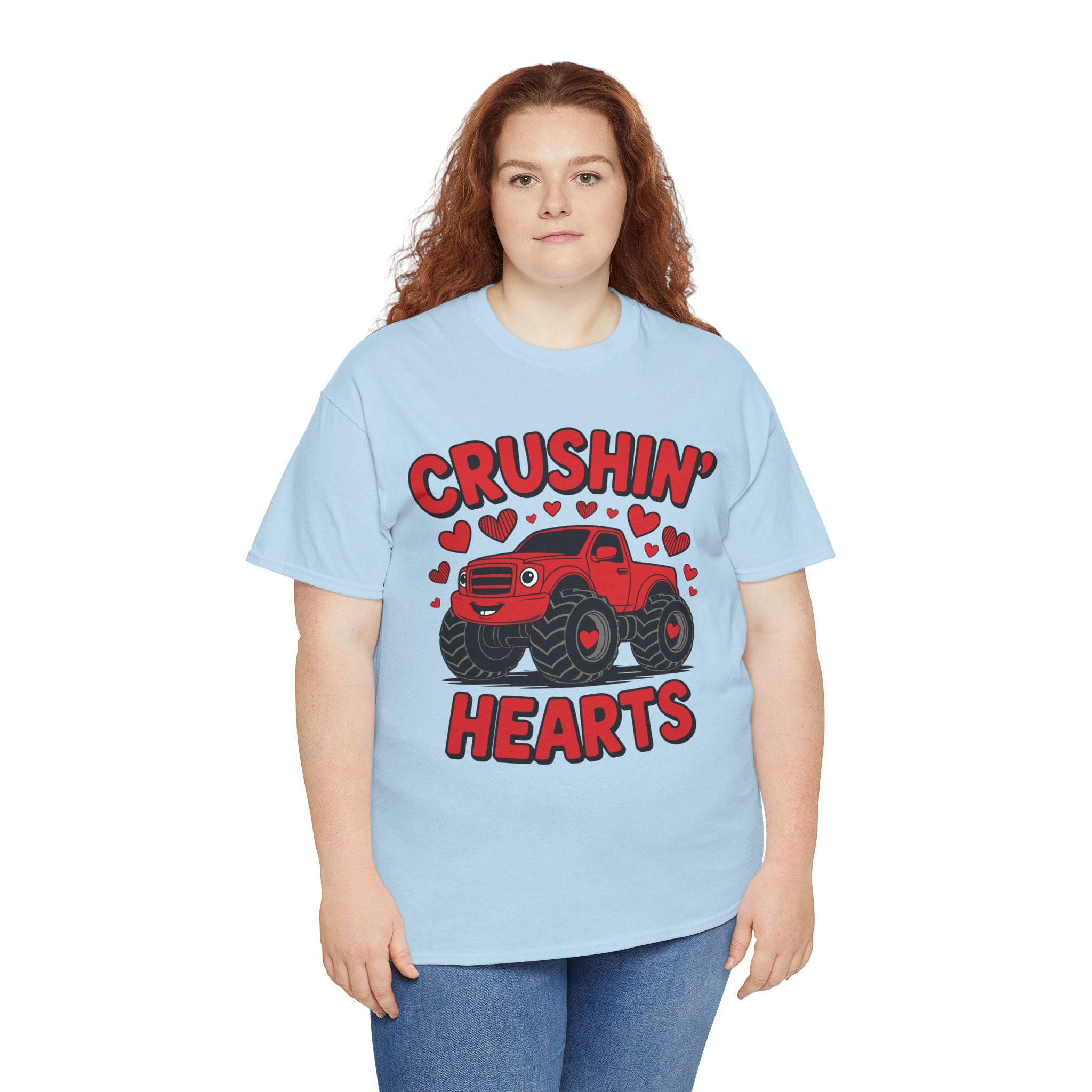 Crushin’ Hearts Valentine Monster Truck Unisex Cotton Tee