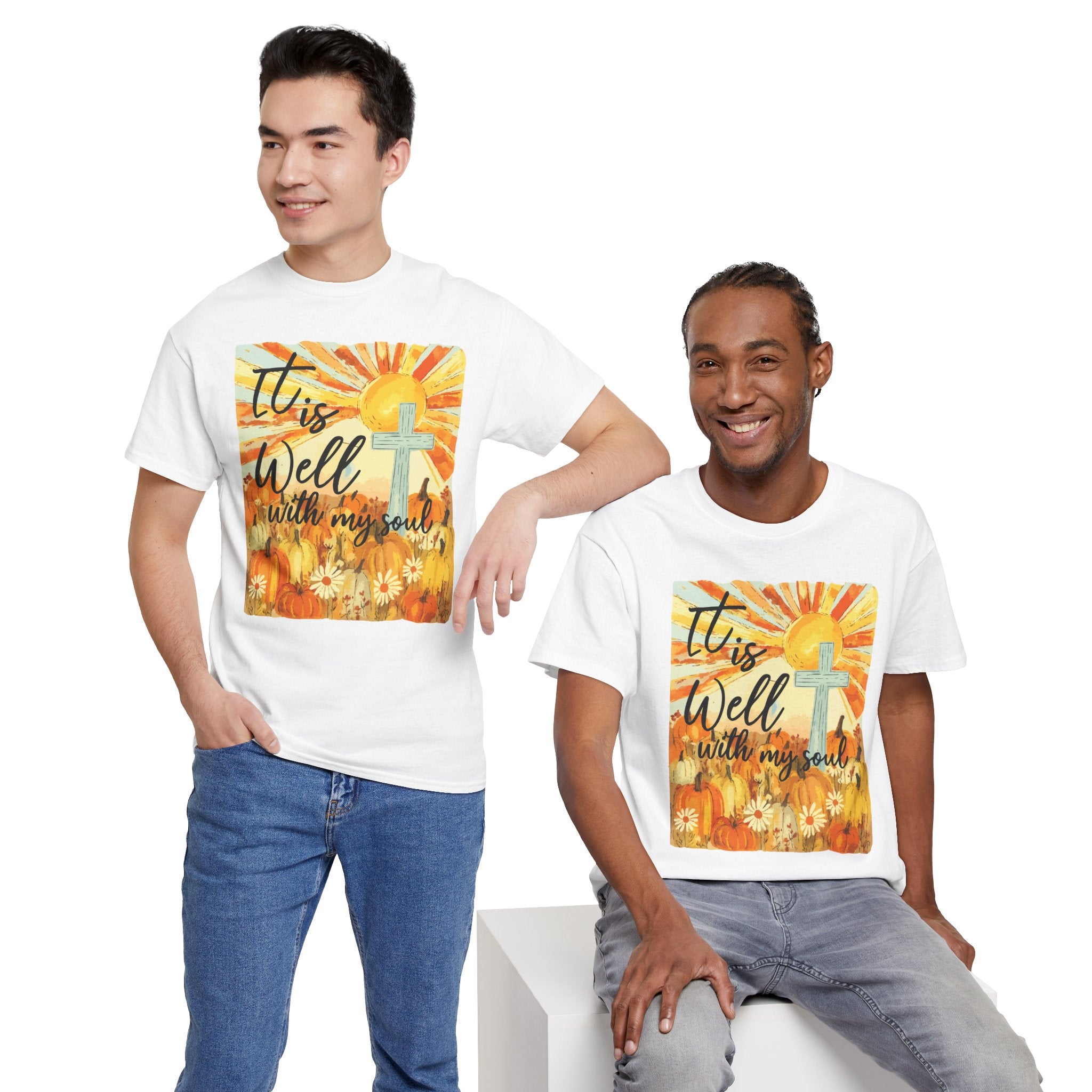 It Is Well With My Soul Pumpkin Sunrise Unisex Cotton T-Shirt