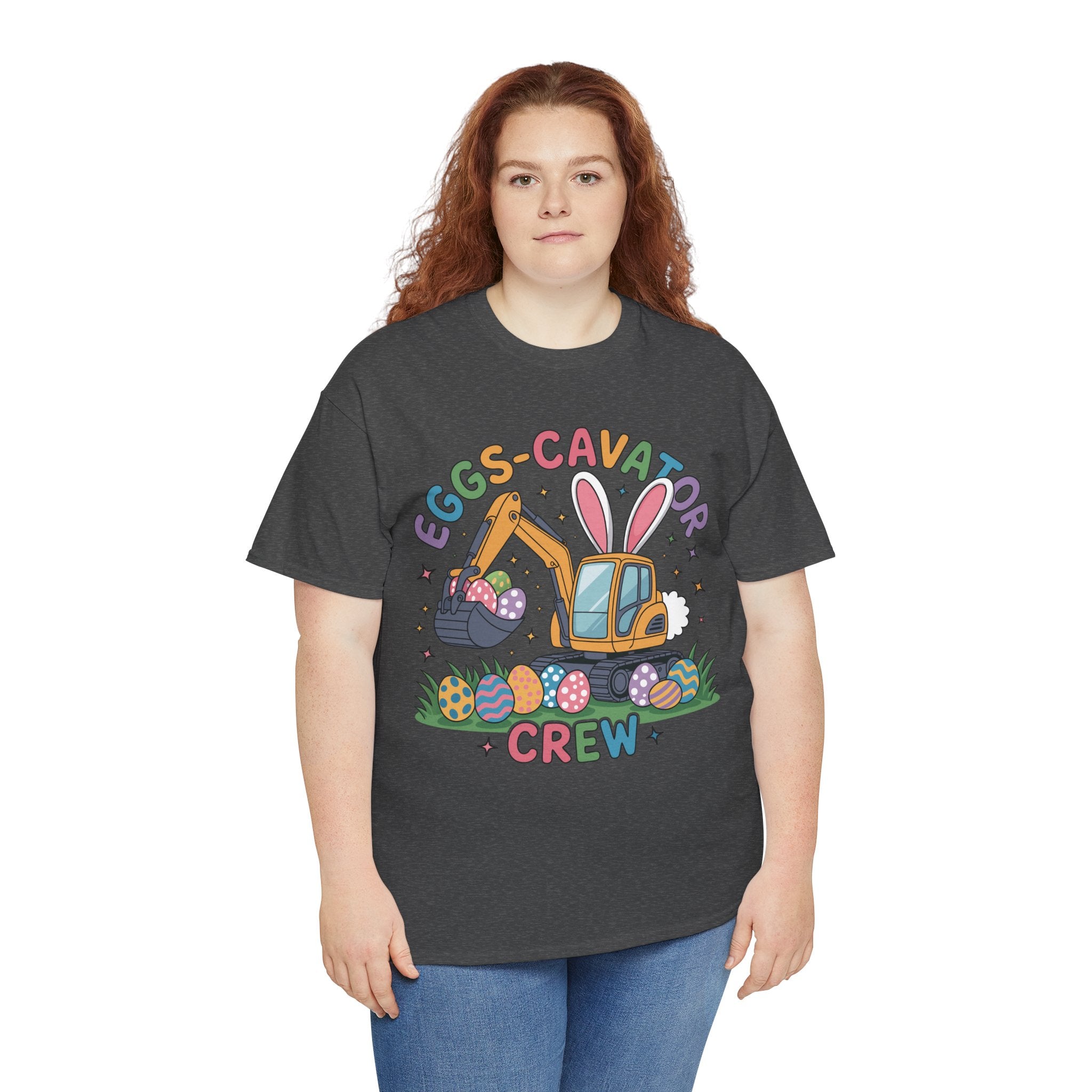 Easter 'Eggs-cavator Crew' Kids Tee — Excavator Bunny & Eggs Unisex Cotton Tee
