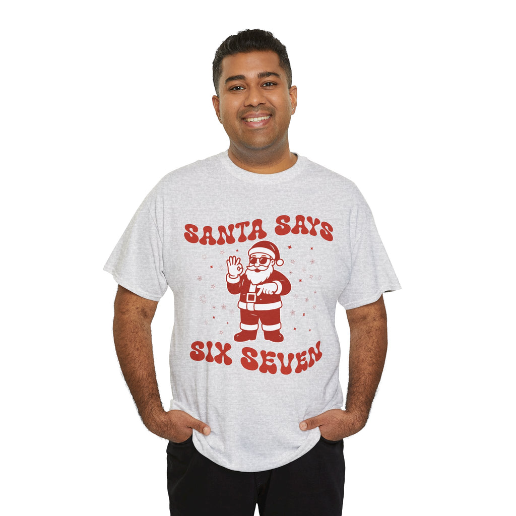 Retro 'Santa Says Six Seven' Christmas Unisex Cotton Tee