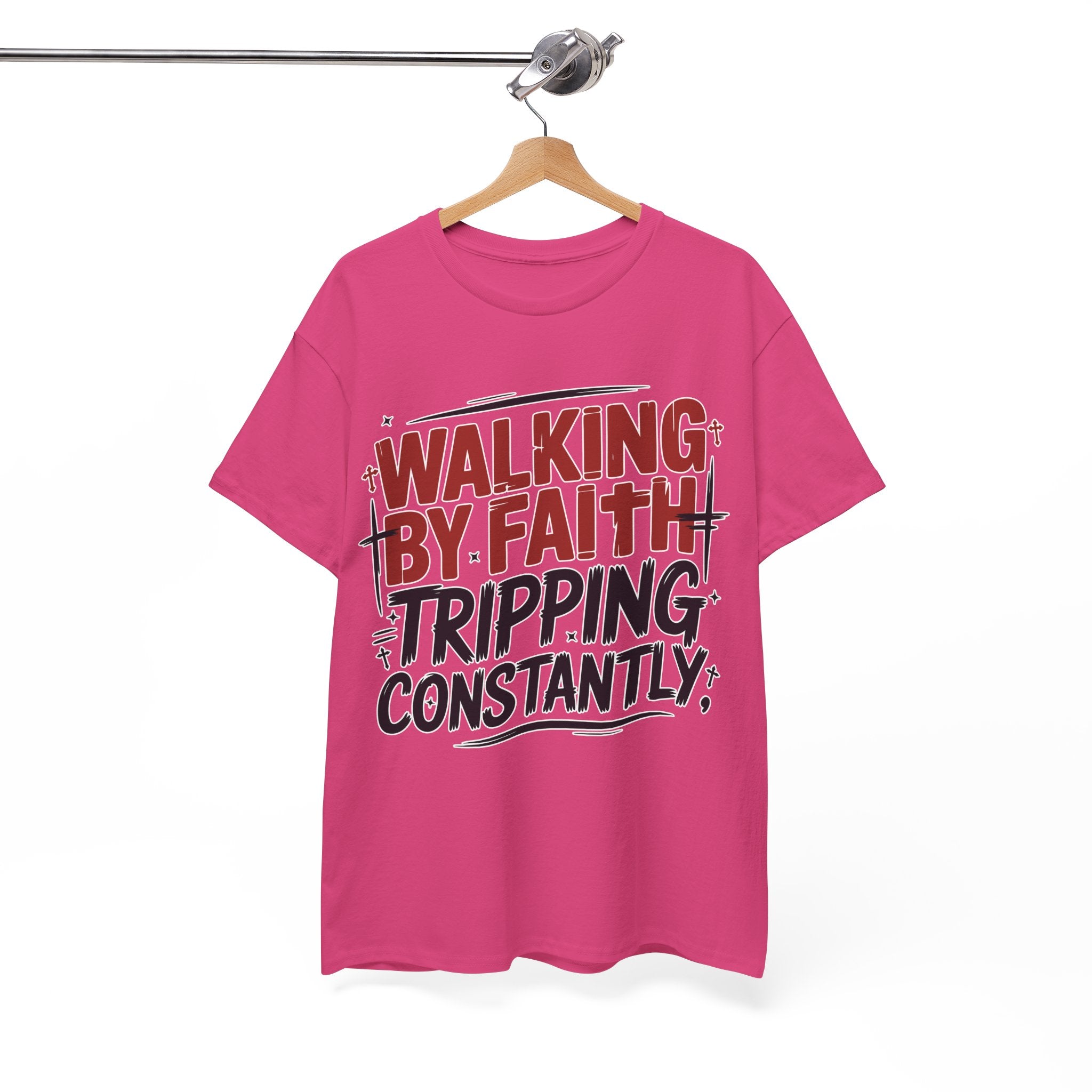 Walking by Faith, Tripping Constantly Unisex Cotton T-Shirt
