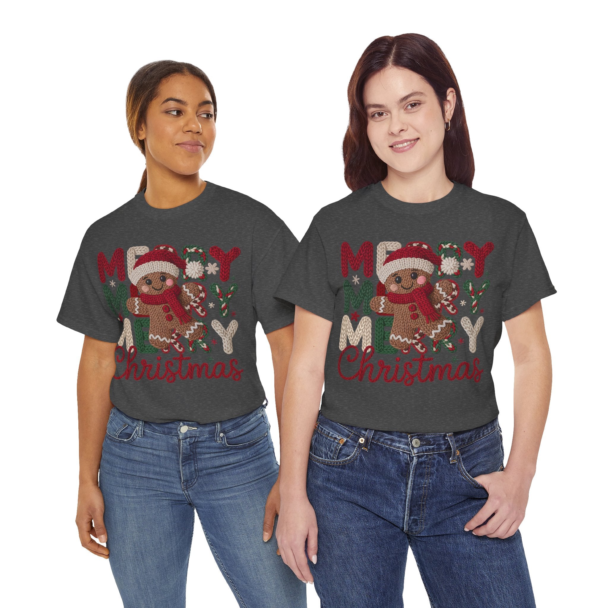 Merry Merry Merry Christmas Gingerbread Unisex Cotton Tee